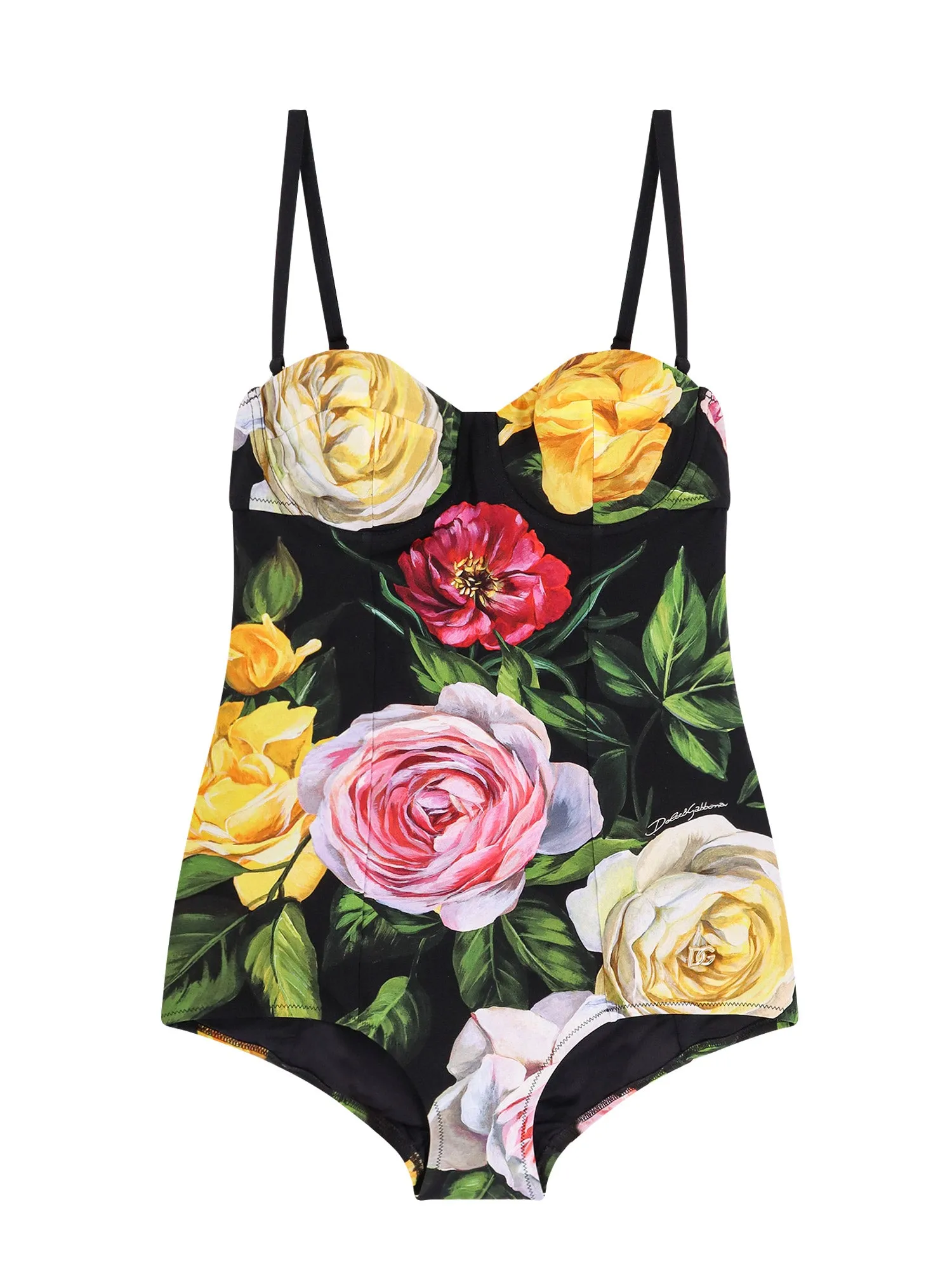 Multicolor Nylon One-Piece Swimsuit With Canvas Clutch