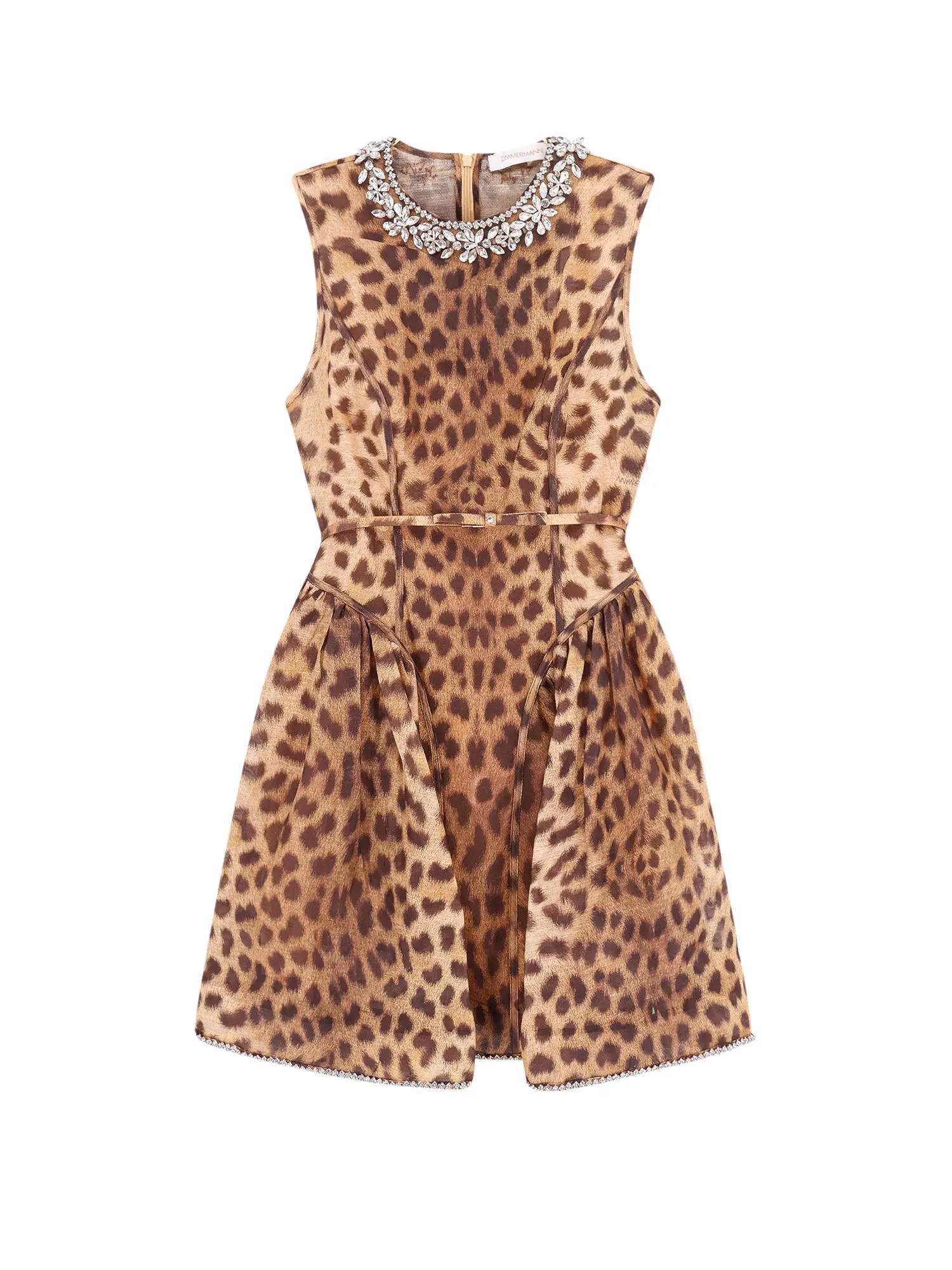 Linen And Silk Mini Dress With Animalier Print