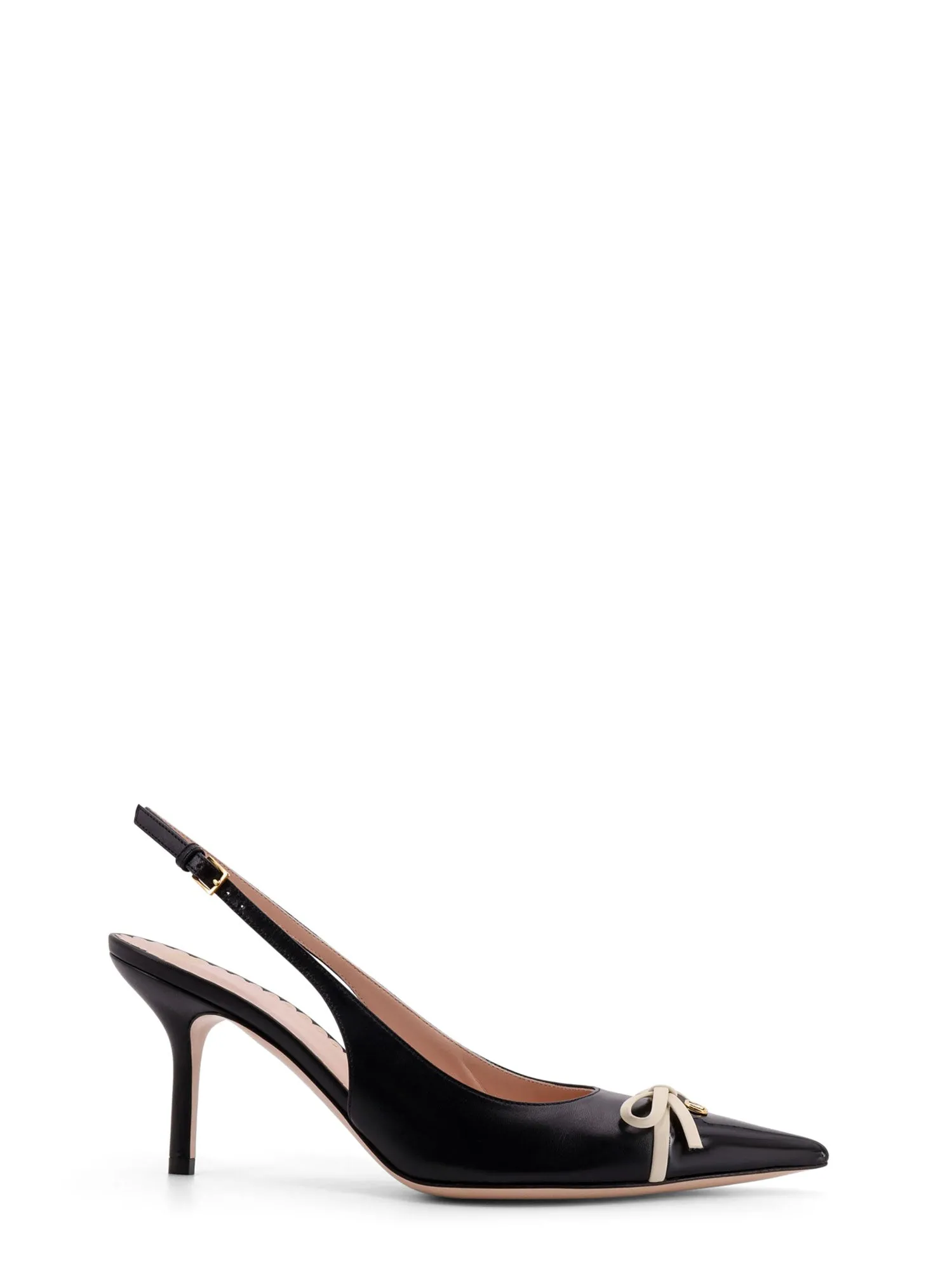 Valentino Garavani Leather Slingback With Patent Leather Toe