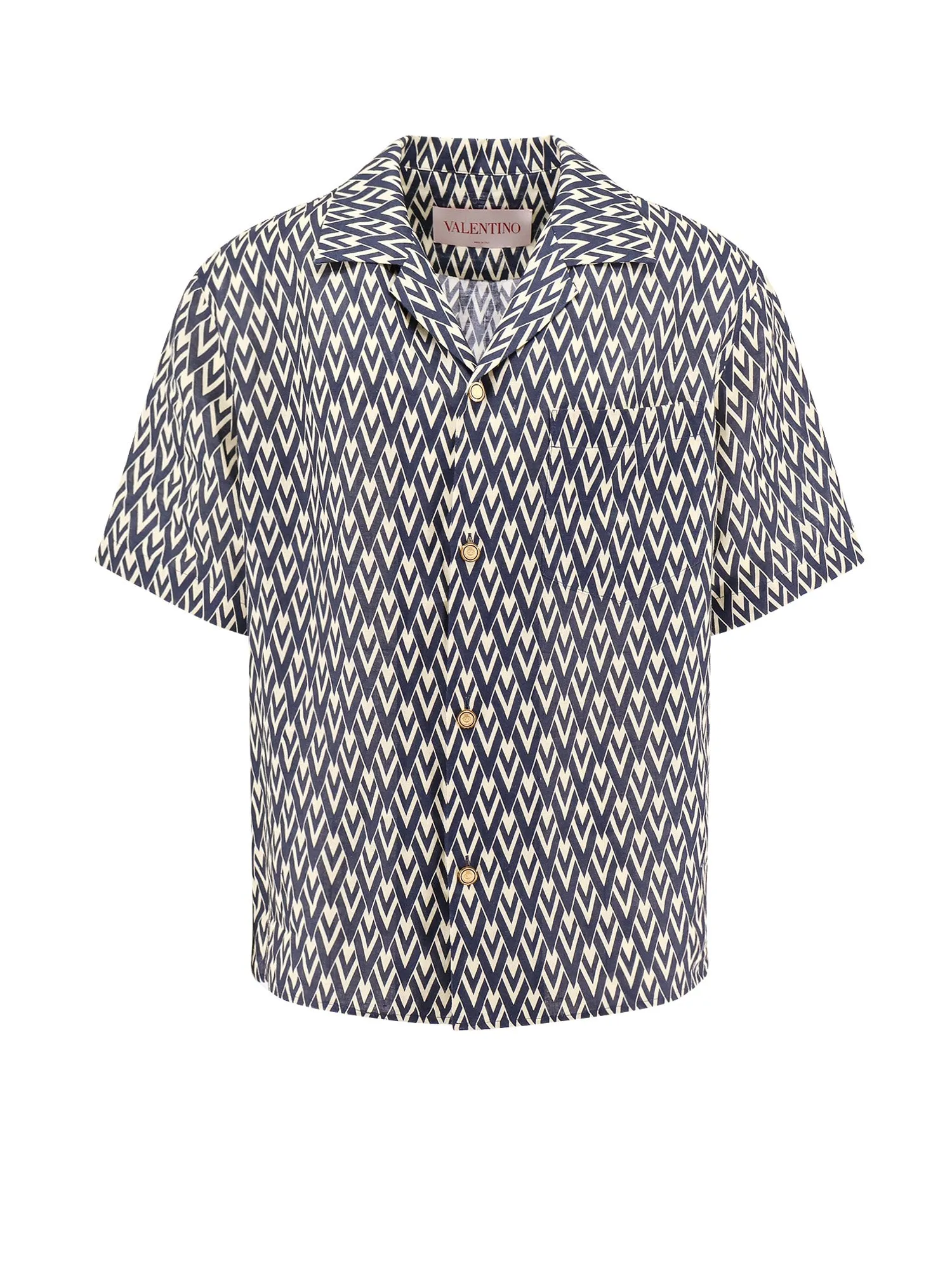 Valentino Linen Shirt With Toute La V All-Over Print