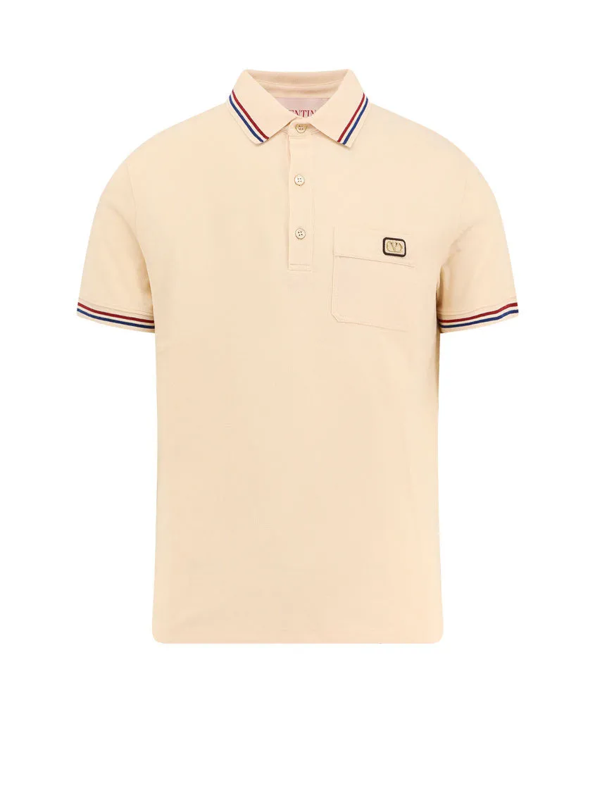 Cotton Piquet Polo Shirt With Vlogo Patch