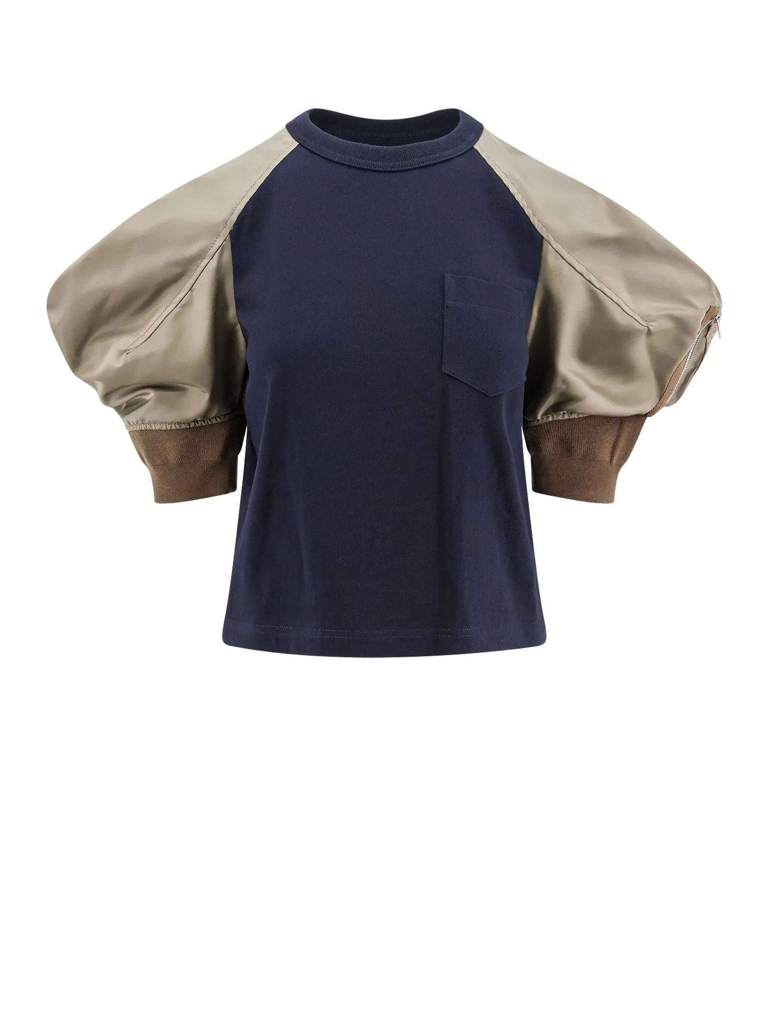 Cotton T-Shirt With Nylon Short Sleeve