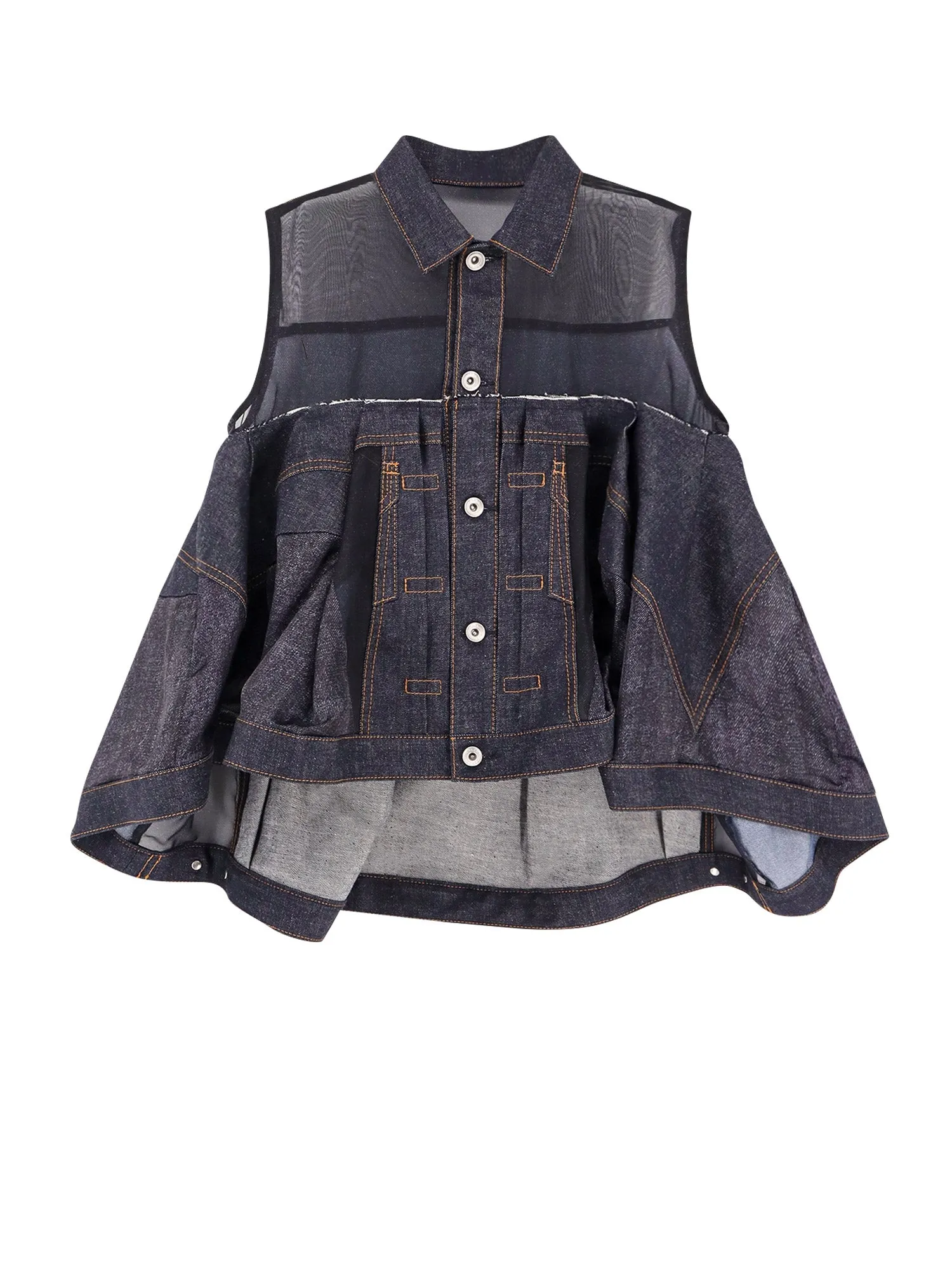 Denim Shirt With Voile Insert