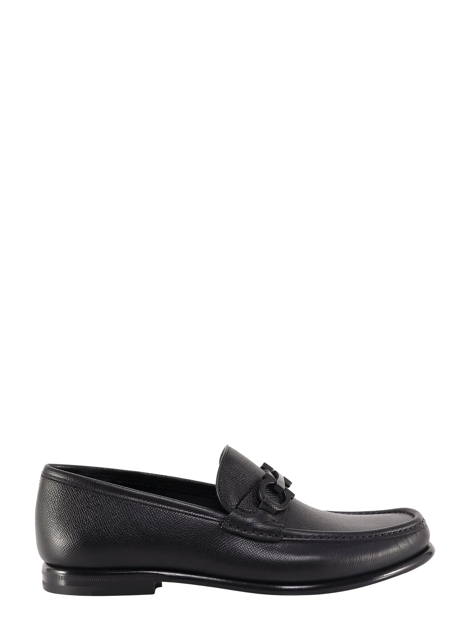 Crown Leather Loafer With Gancini Detail
