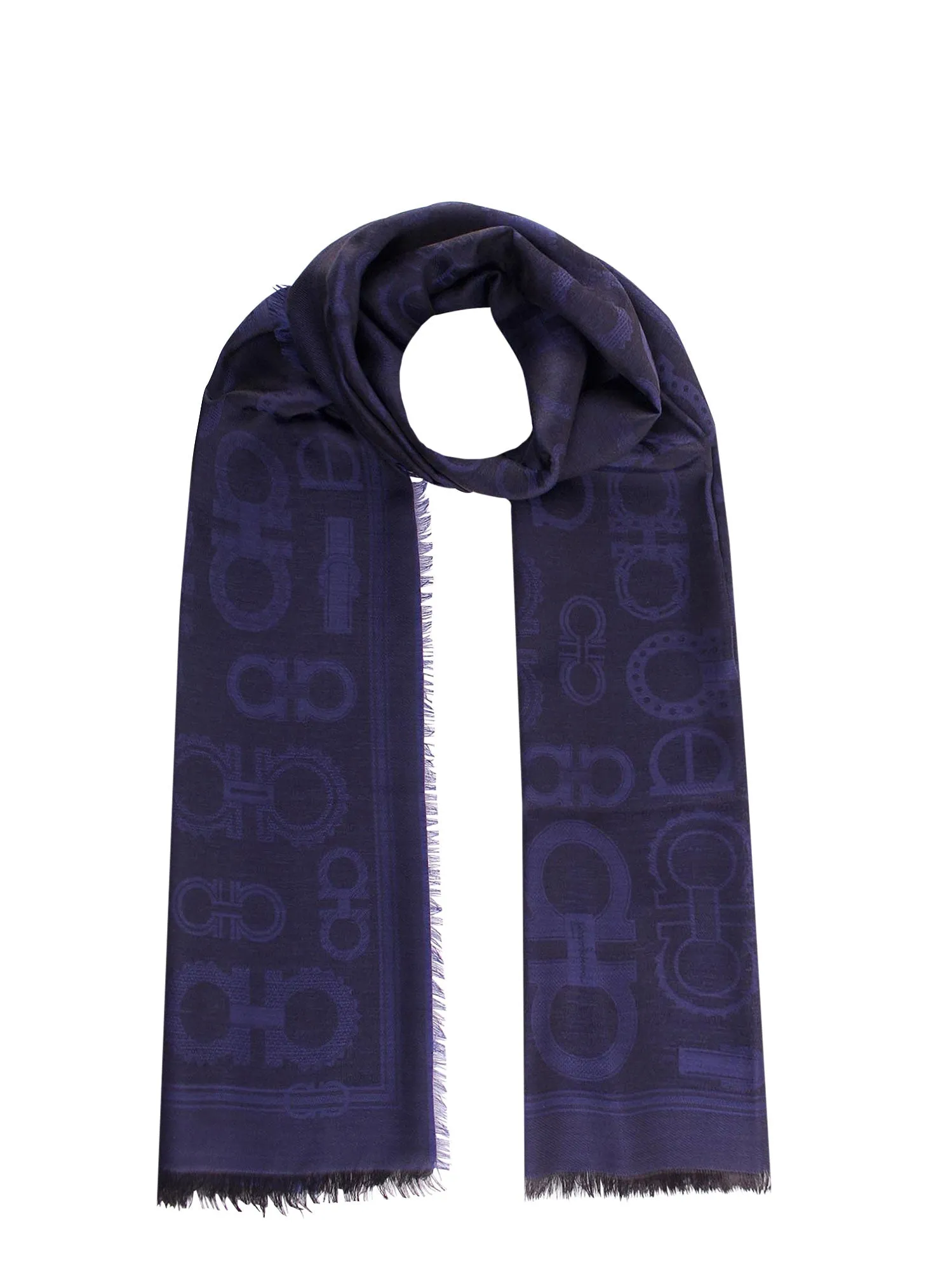 Silk And Cashmere Scarf With Gancini Motif