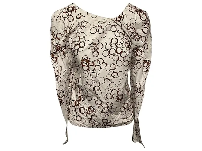 Blusa Fantasia Marni in Cotone Bianco Marrone