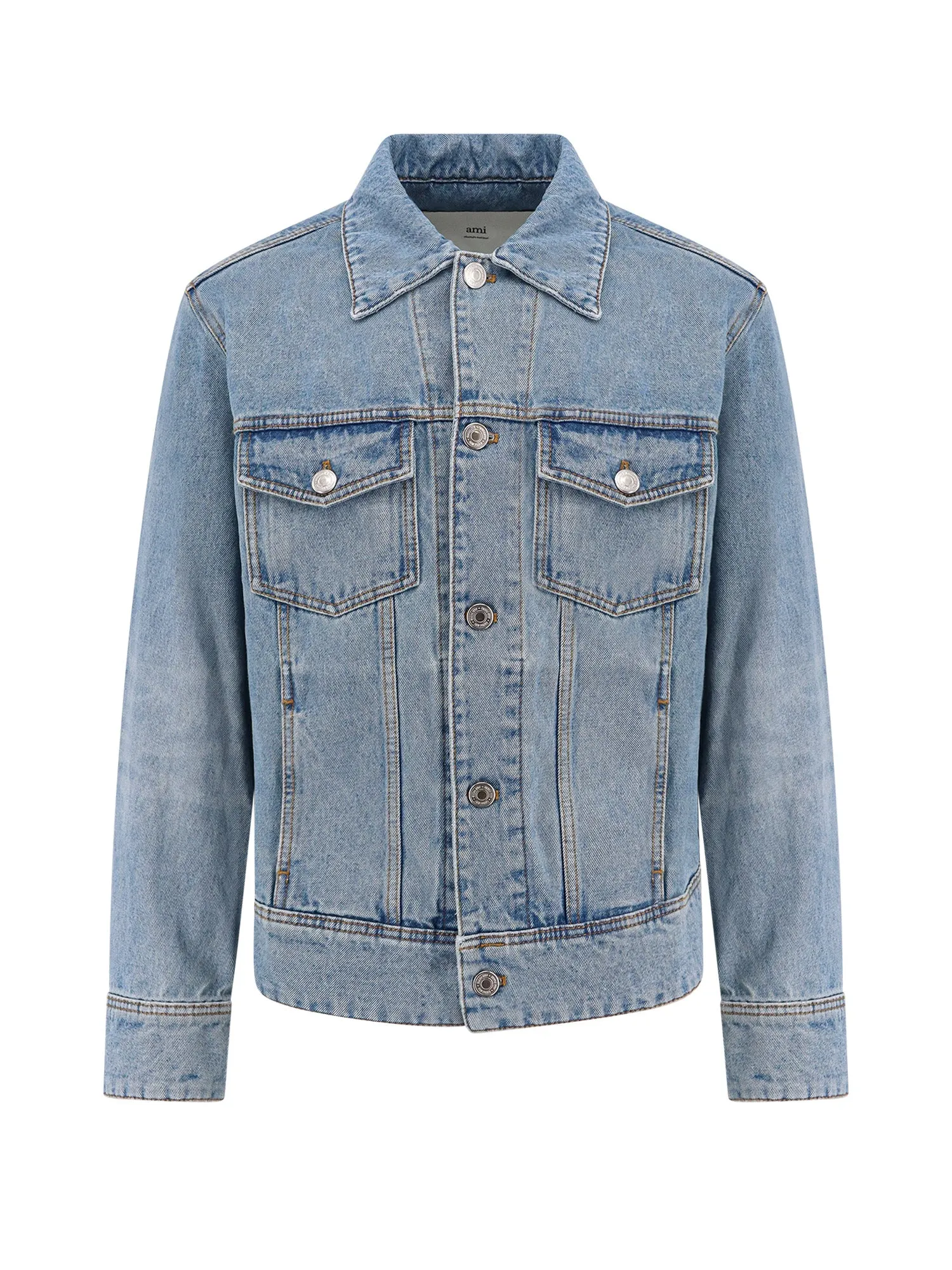 Denim Jacket With Ami Paris Patch On The Back