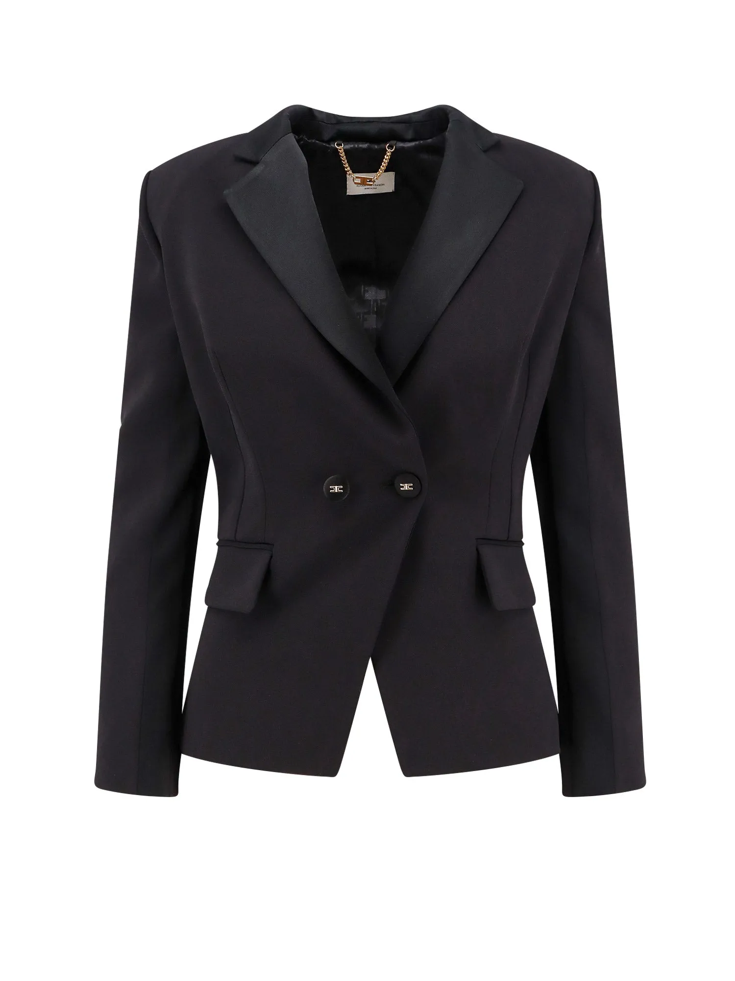 Double-Breasted Blazer With Covered Buttons