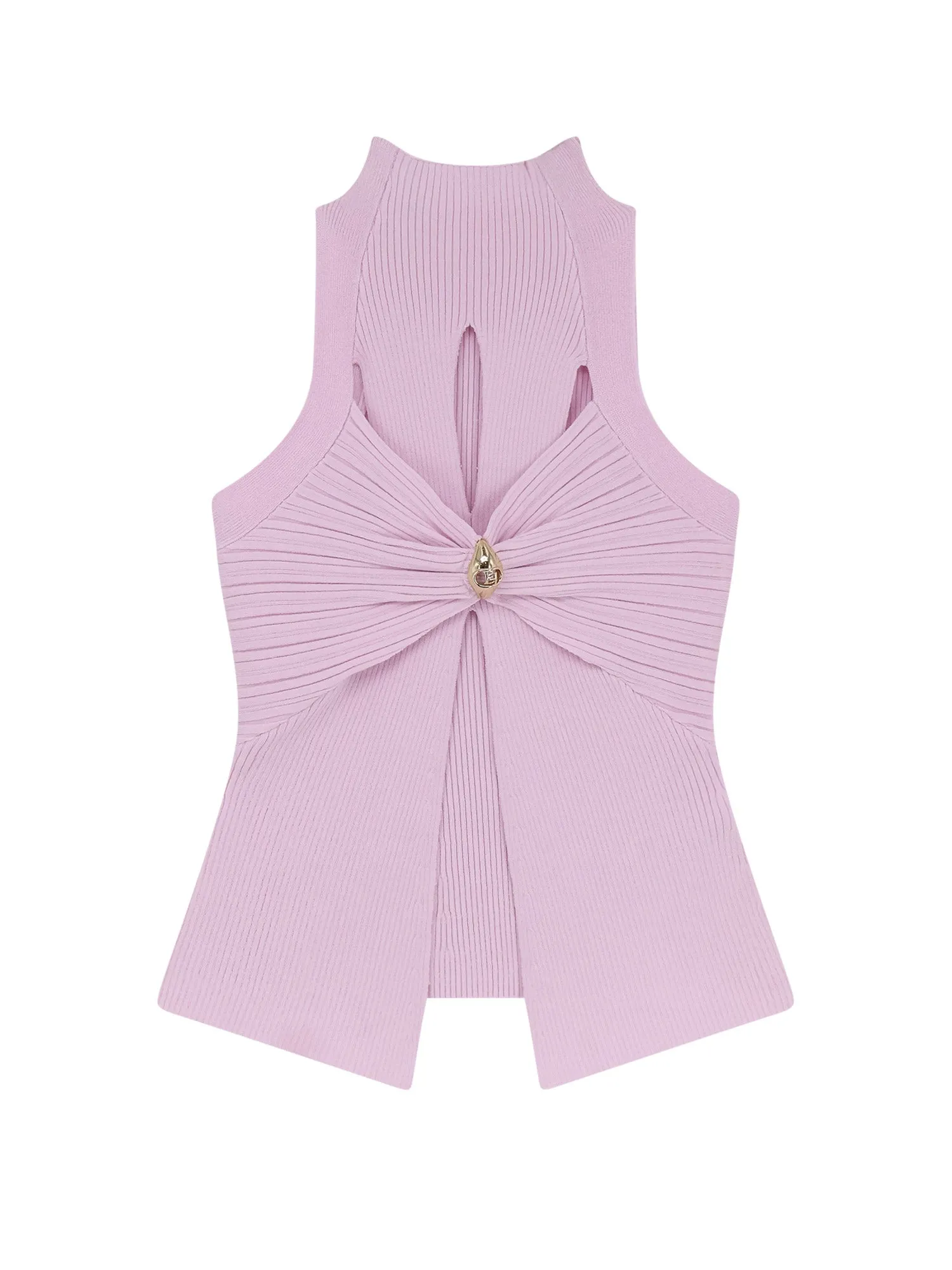 Ribbed Knitted Top With Metal Detail