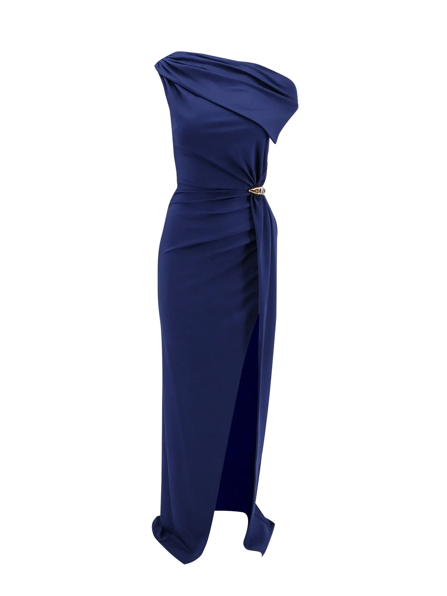 Red Carpet Stretch Viscose Long Dress With Deep Slit