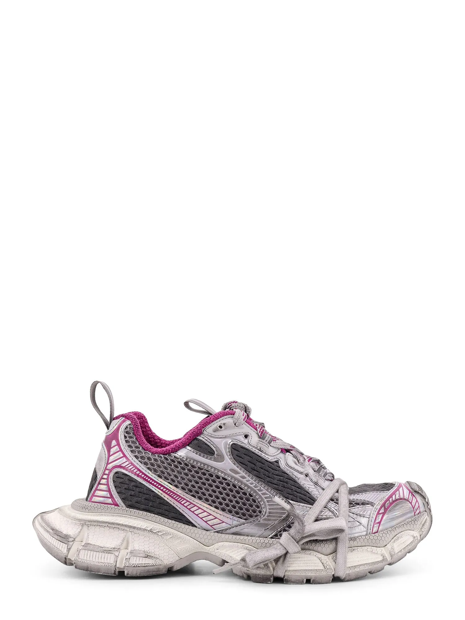 3xl Mesh And Leather Sneakers With A Used Effect