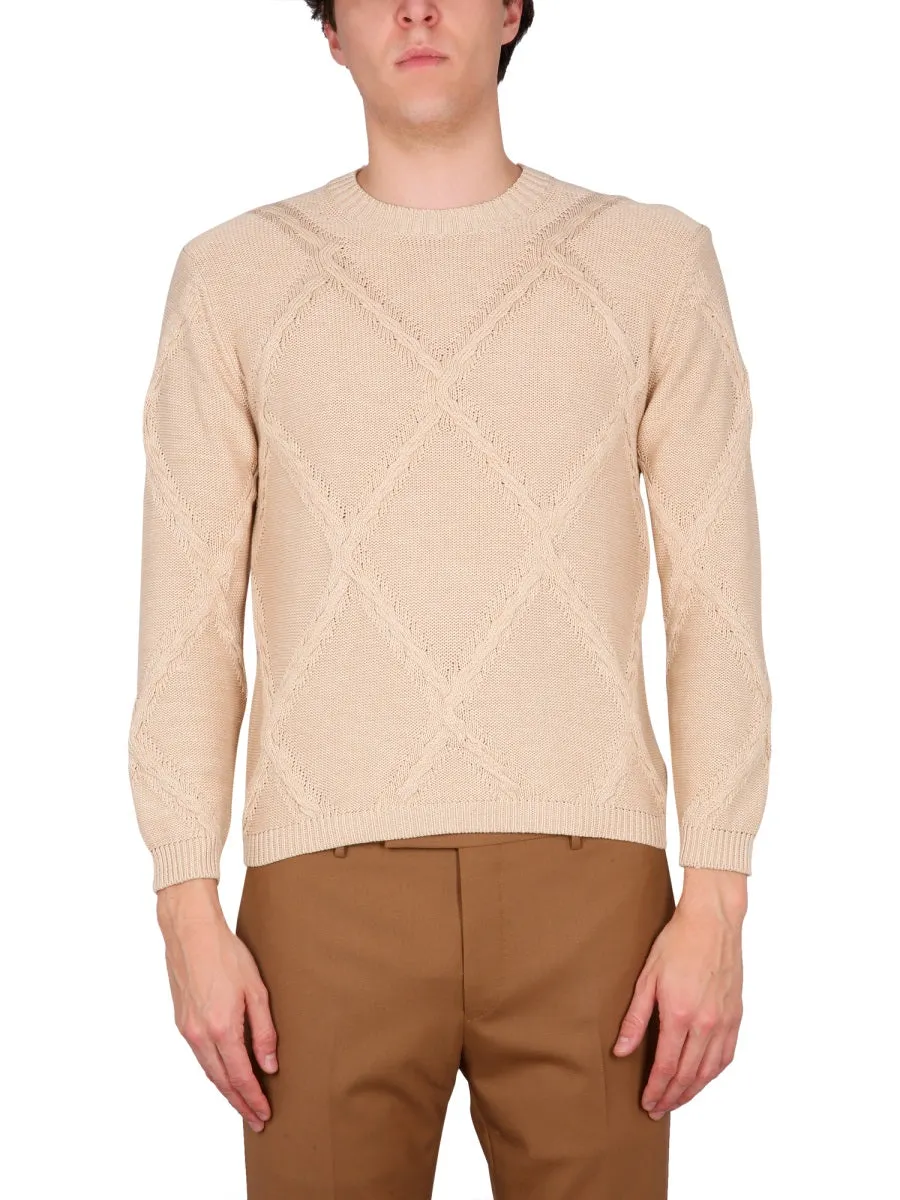 Cotton Cable Stitch Crew Neck Sweater