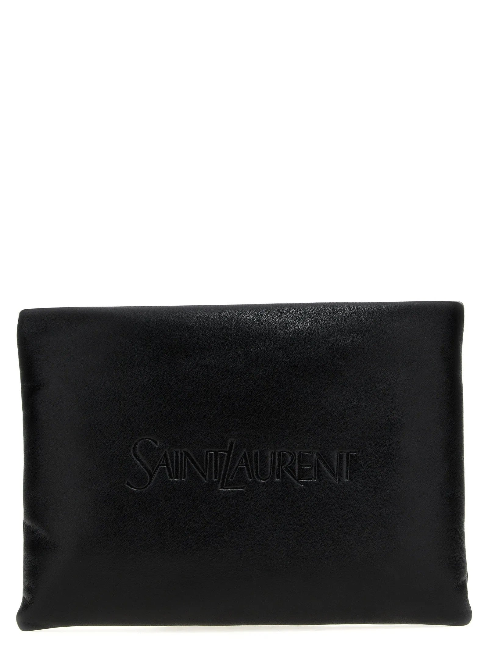 Logo Padded Bag Clutch Nero
