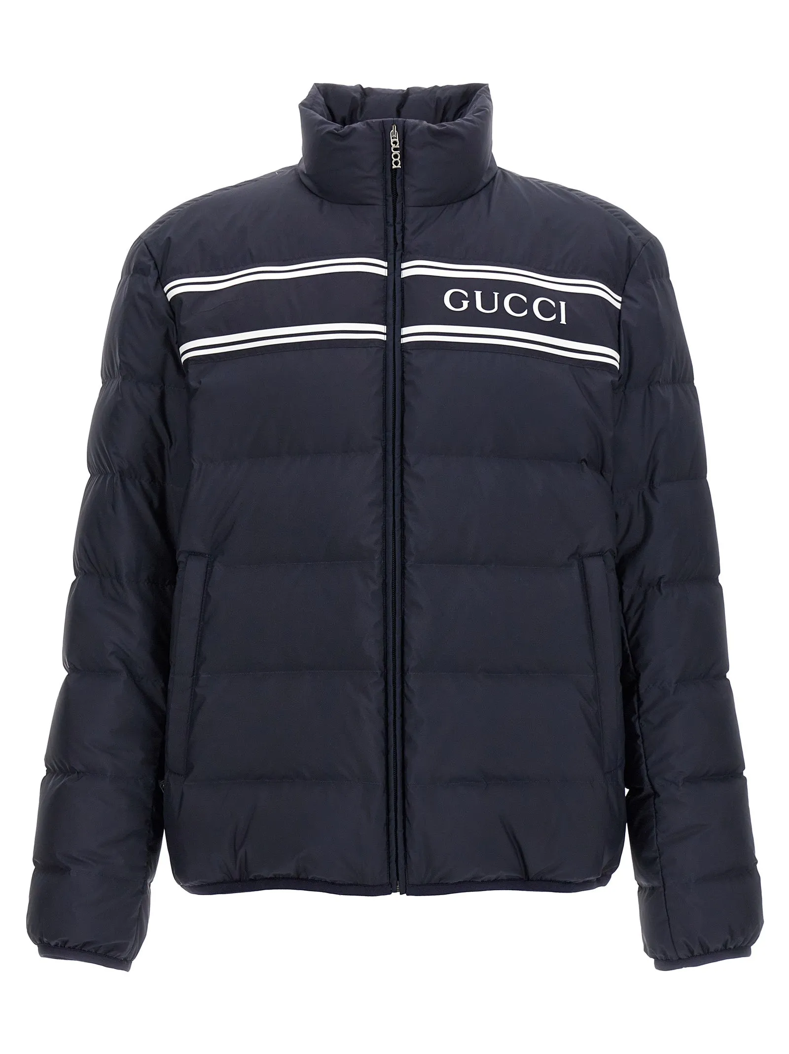 Logo Print Down Jacket Puffer Jackets Blu