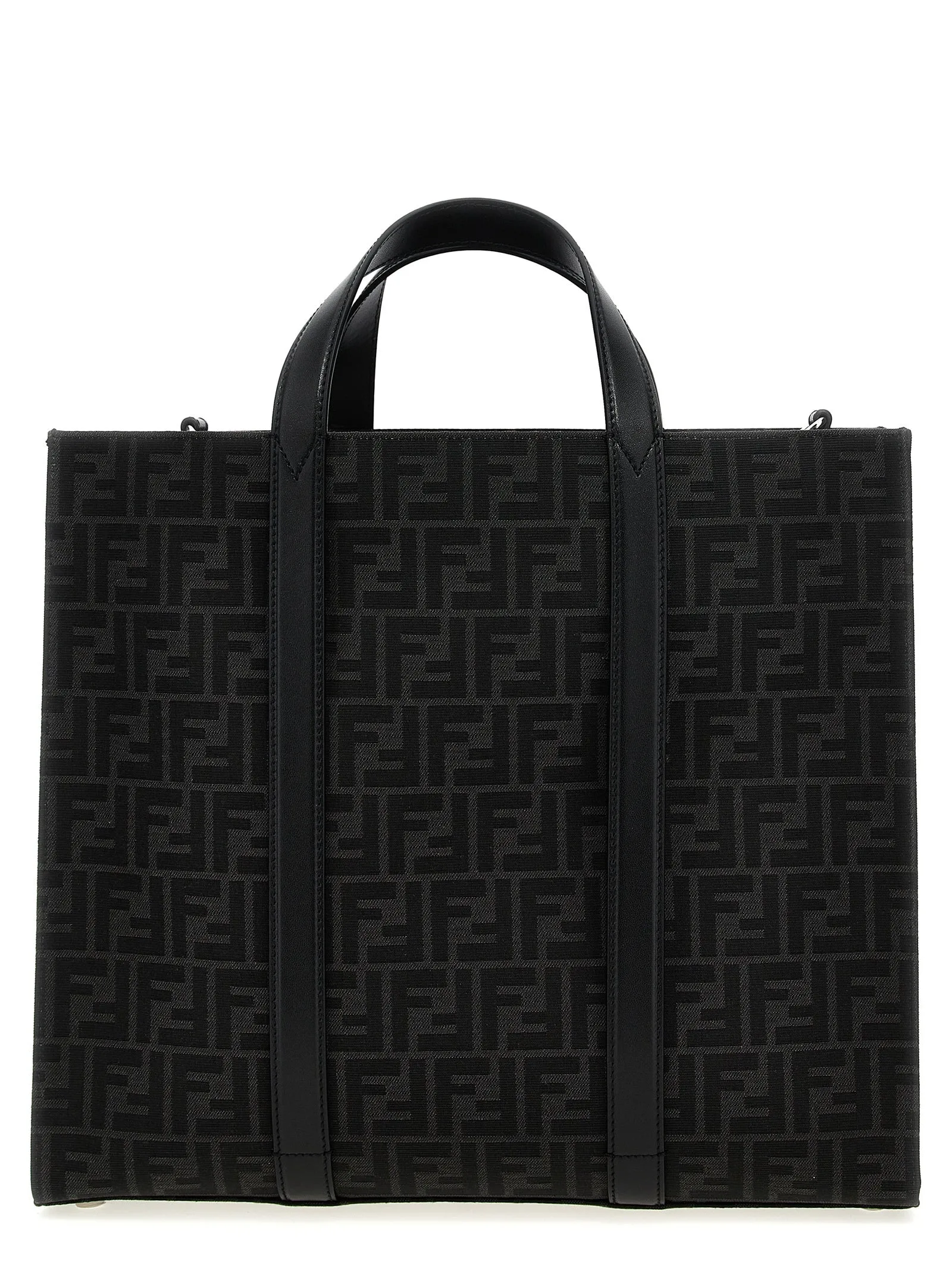 Ff Jacquard Shopper Tote Nero