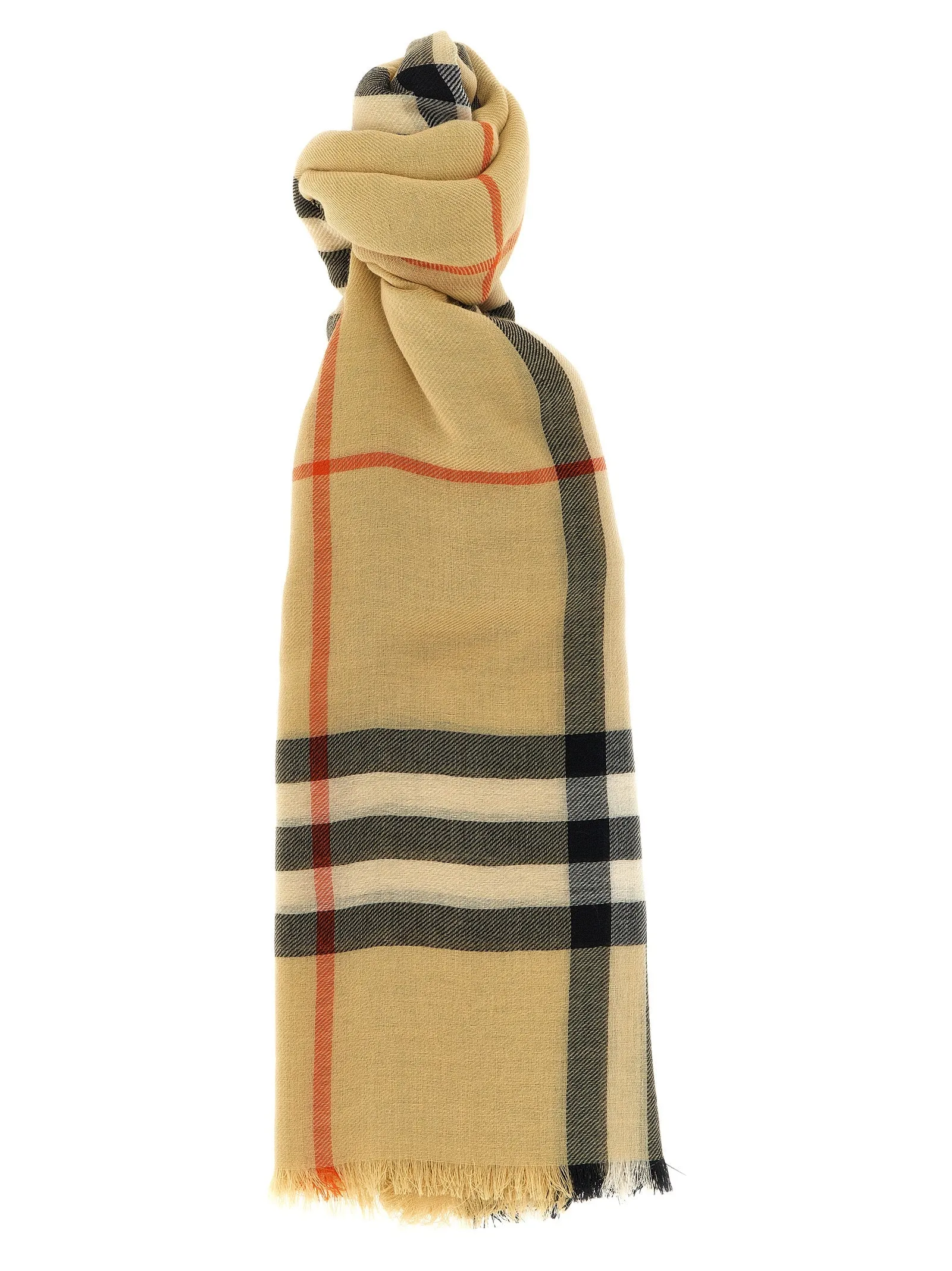 Check Wool Scarf Sciarpe Beige