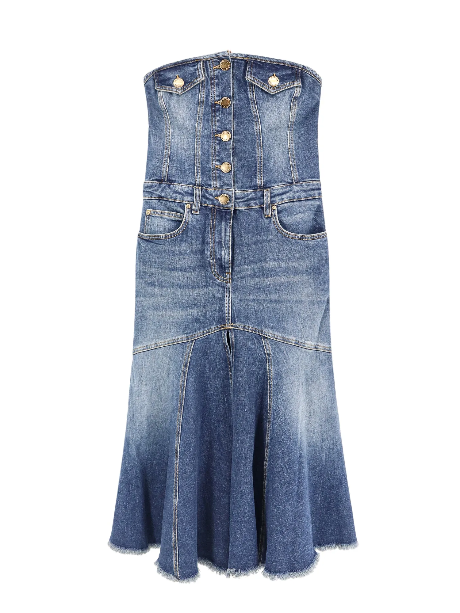 Denim Dress With Frontal Slit