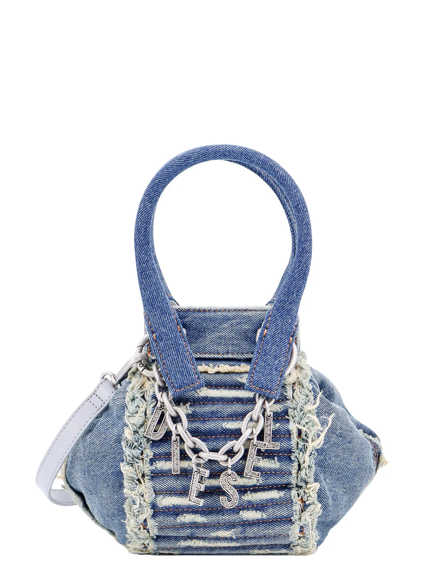 Distressed Denim Handbag With Frayed Details