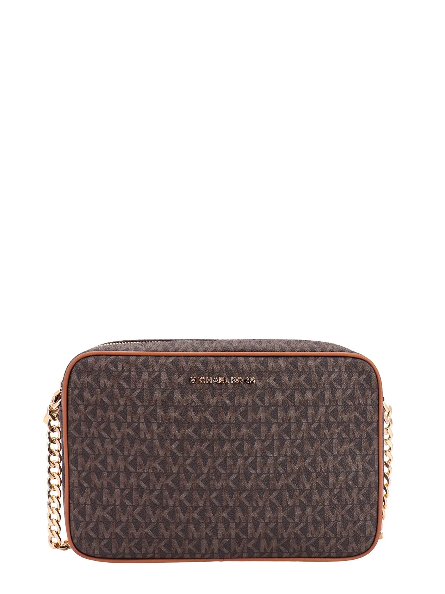 Coated Canvas And Leather Shoulder Bag With All-Over Monogram