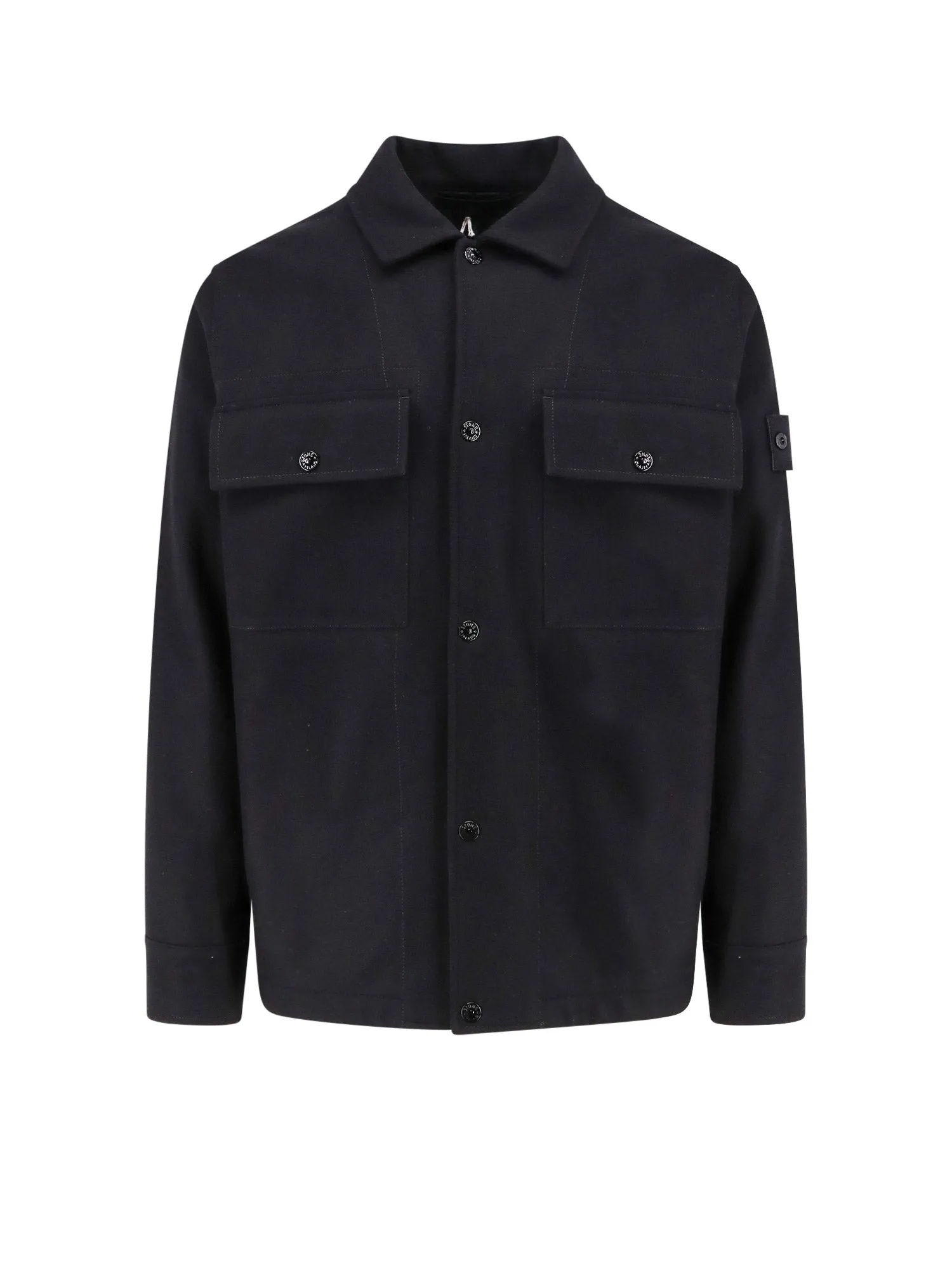 Virgin Wool Blend Jacket With Embroidered Logo Patch