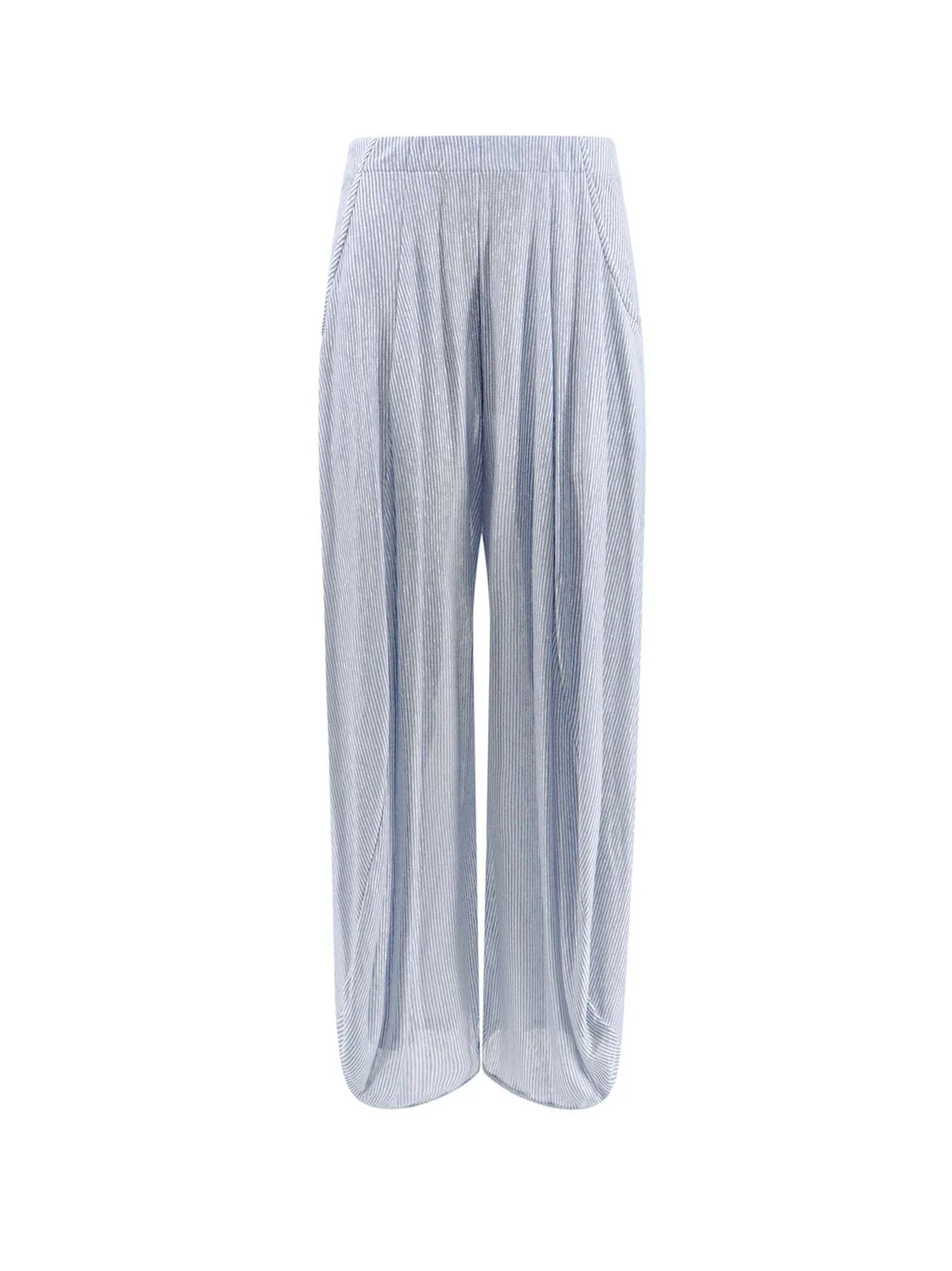 Linen And Viscose Trouser With Striped Motif
