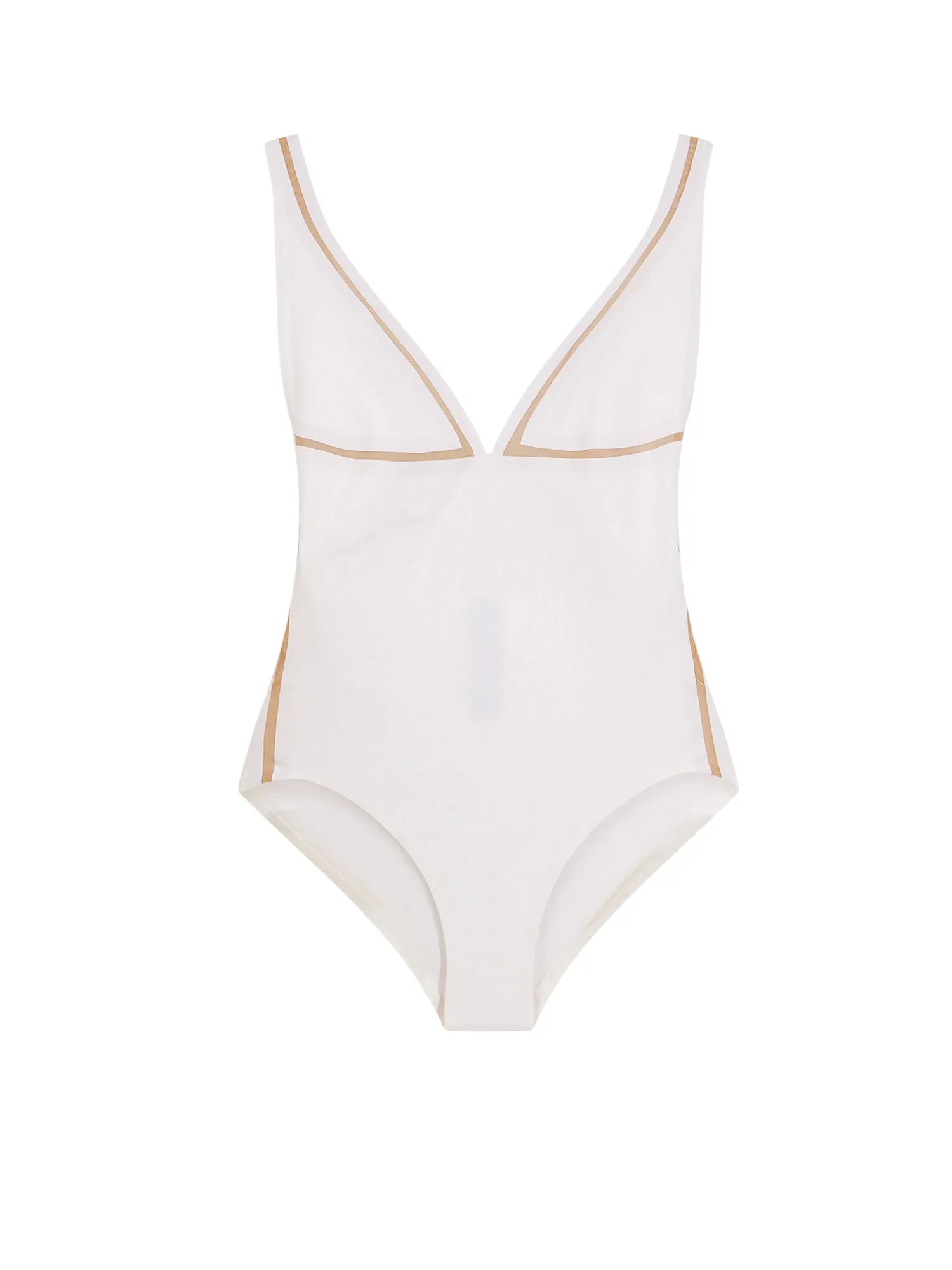 One-Piece Swimsuit With Pochette Detail And Monogram Patch