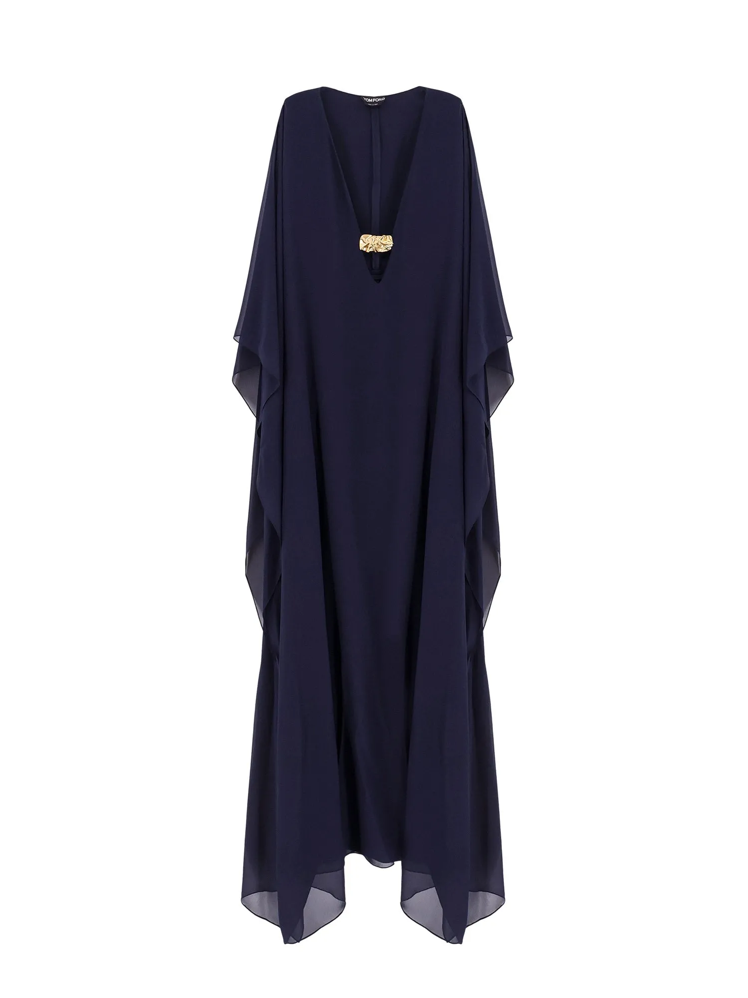 Silk Long Dress With Gold Metal Detail