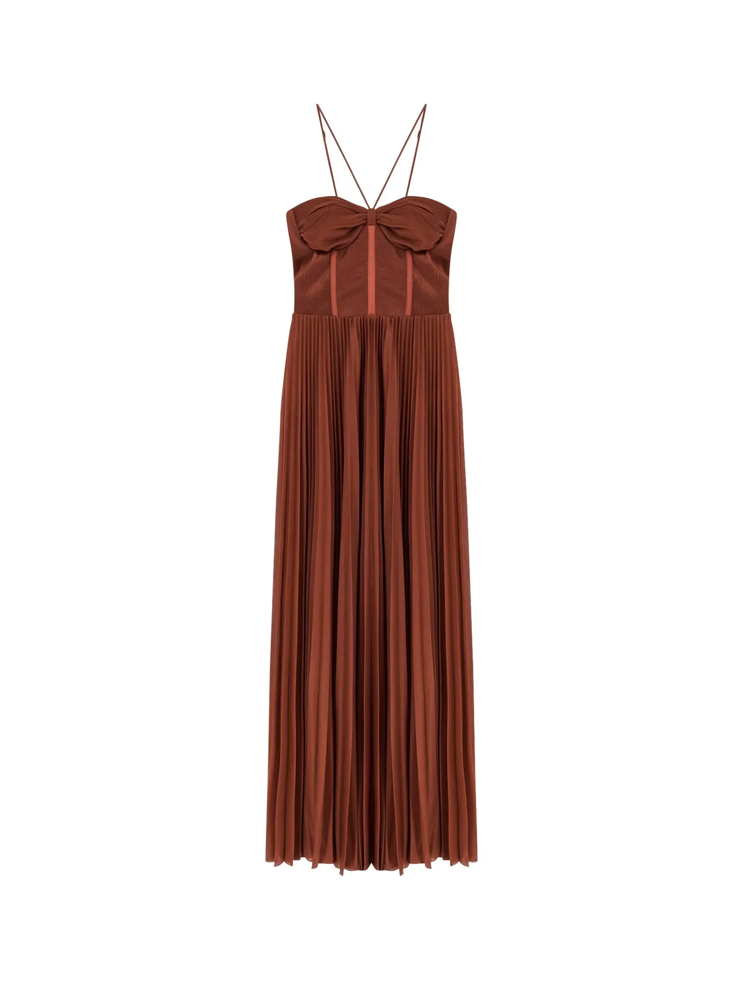 Cicogna Pleated Long Dress With Bustier Detail