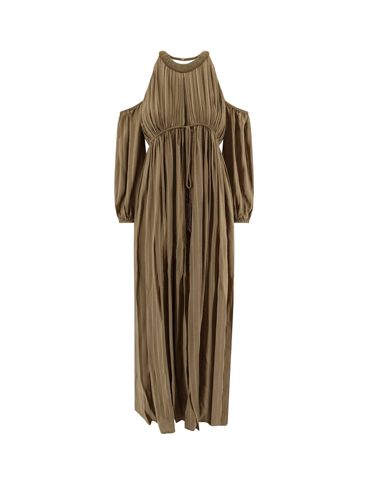 Allenatore Georgette Long Dress With Striped Motif
