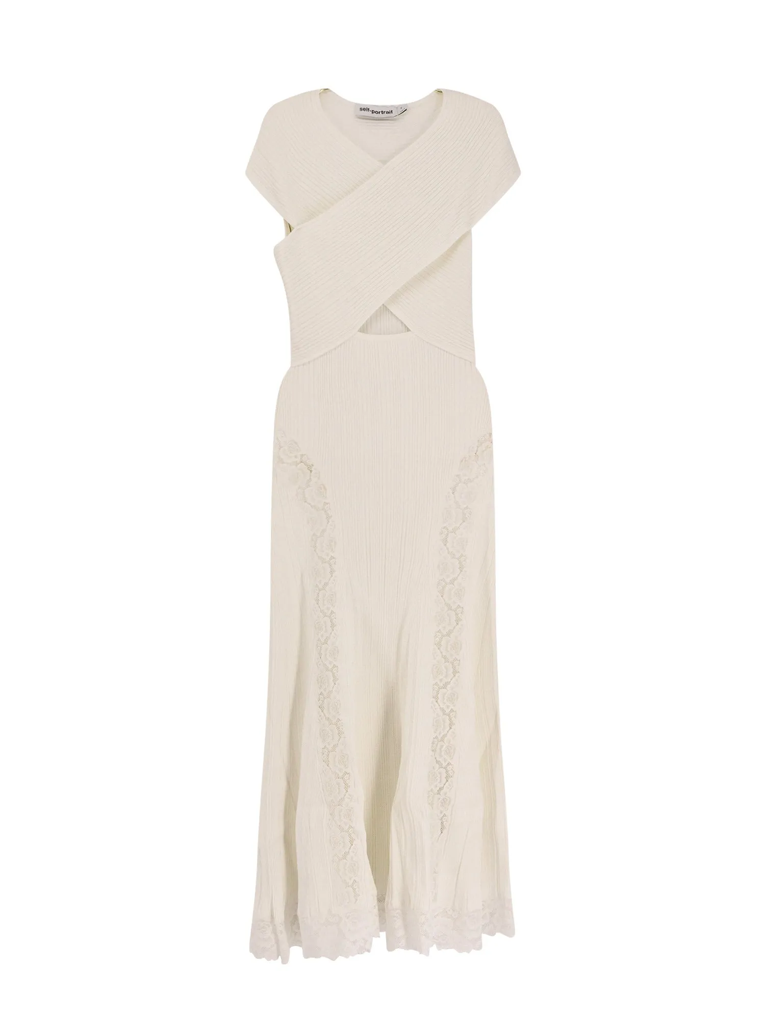 Knit Ribbed Dress With Lace Inserts