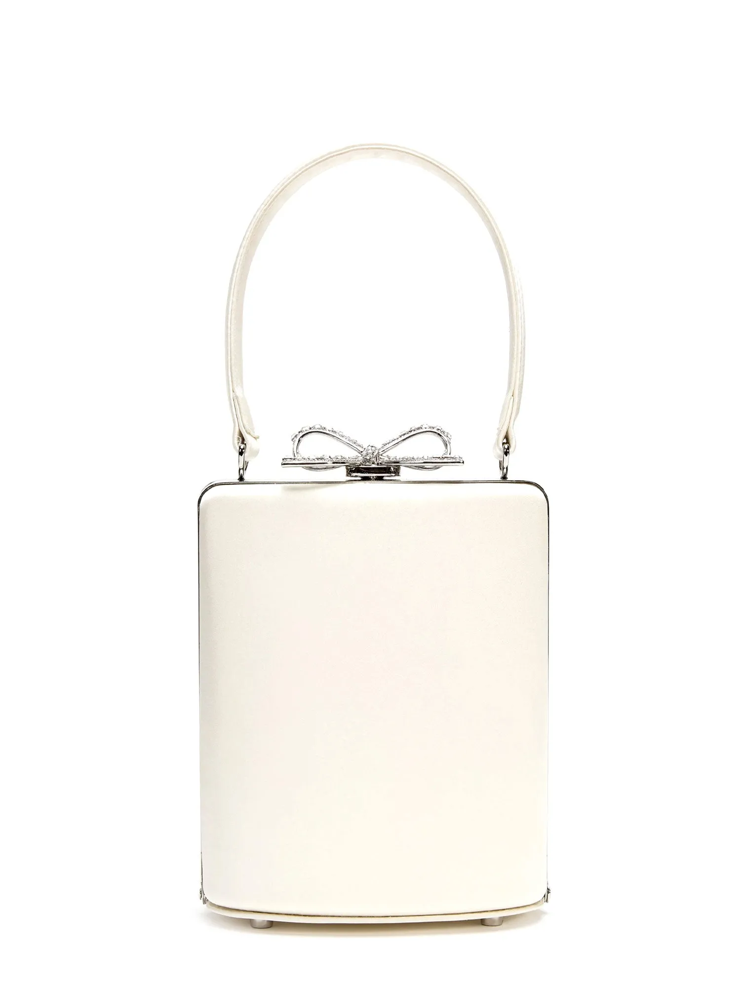 Synthetic Leather Handbag With Jewel Bow