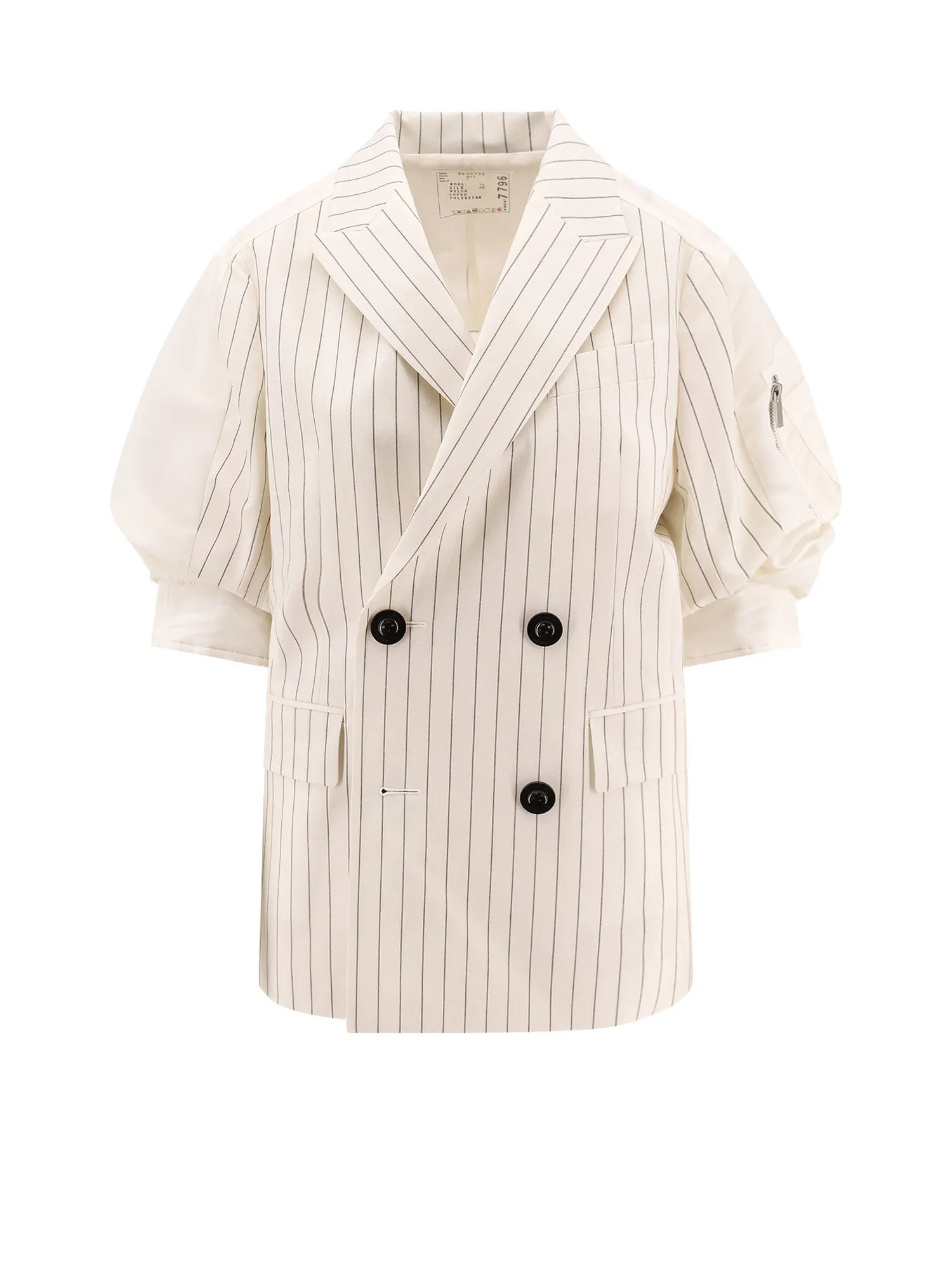Double-Breasted Pinstripe Fabric Blazer