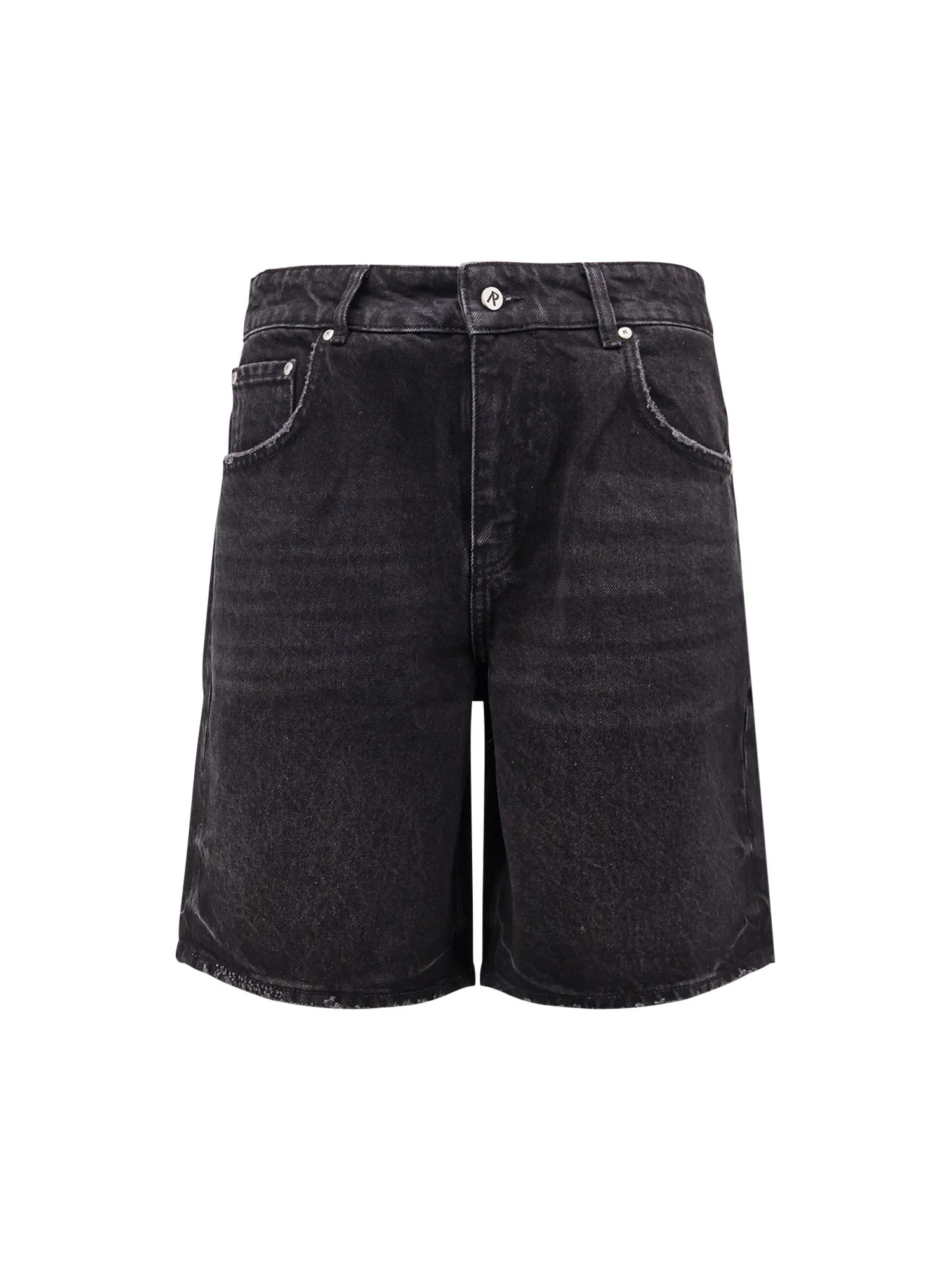 Tailored Stone-Washed Denim Bermuda Shorts