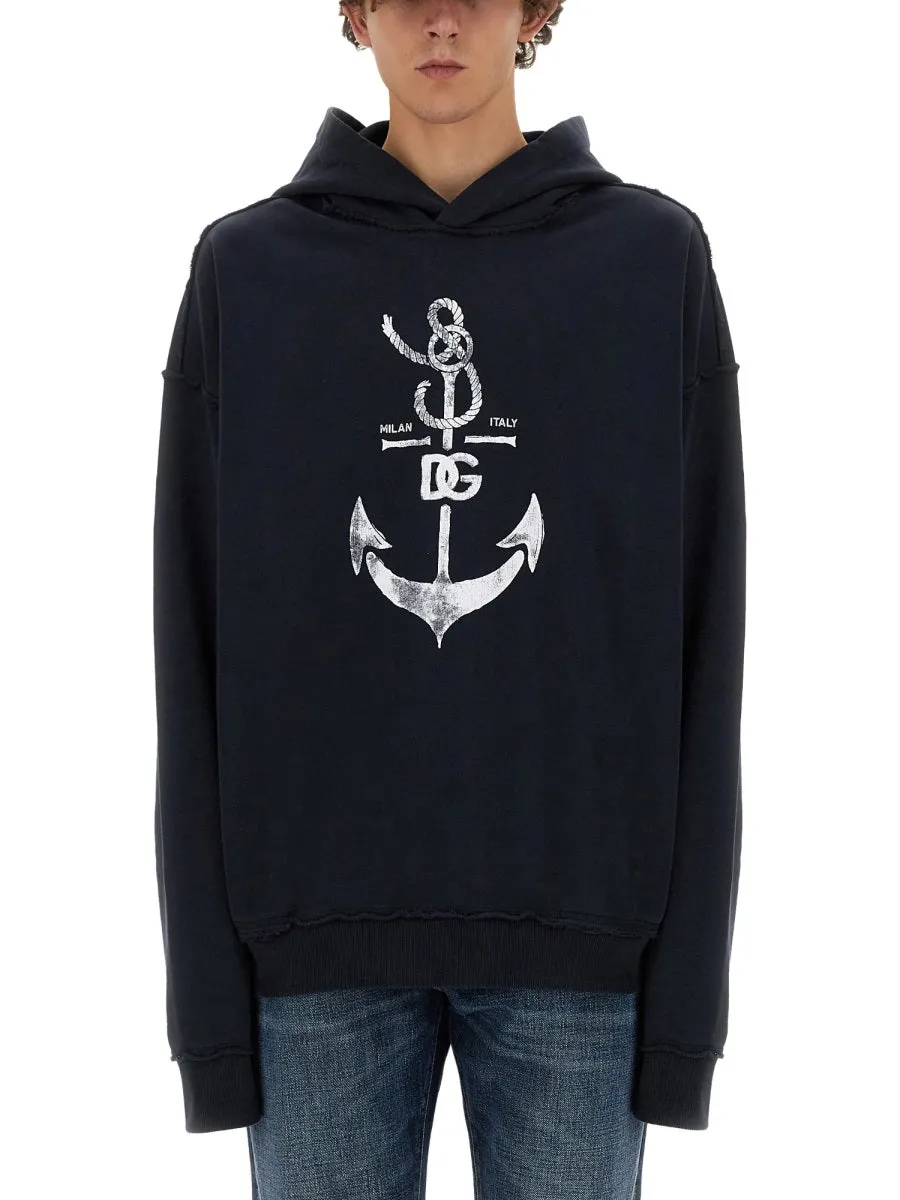 Sweatshirt With Navy Print