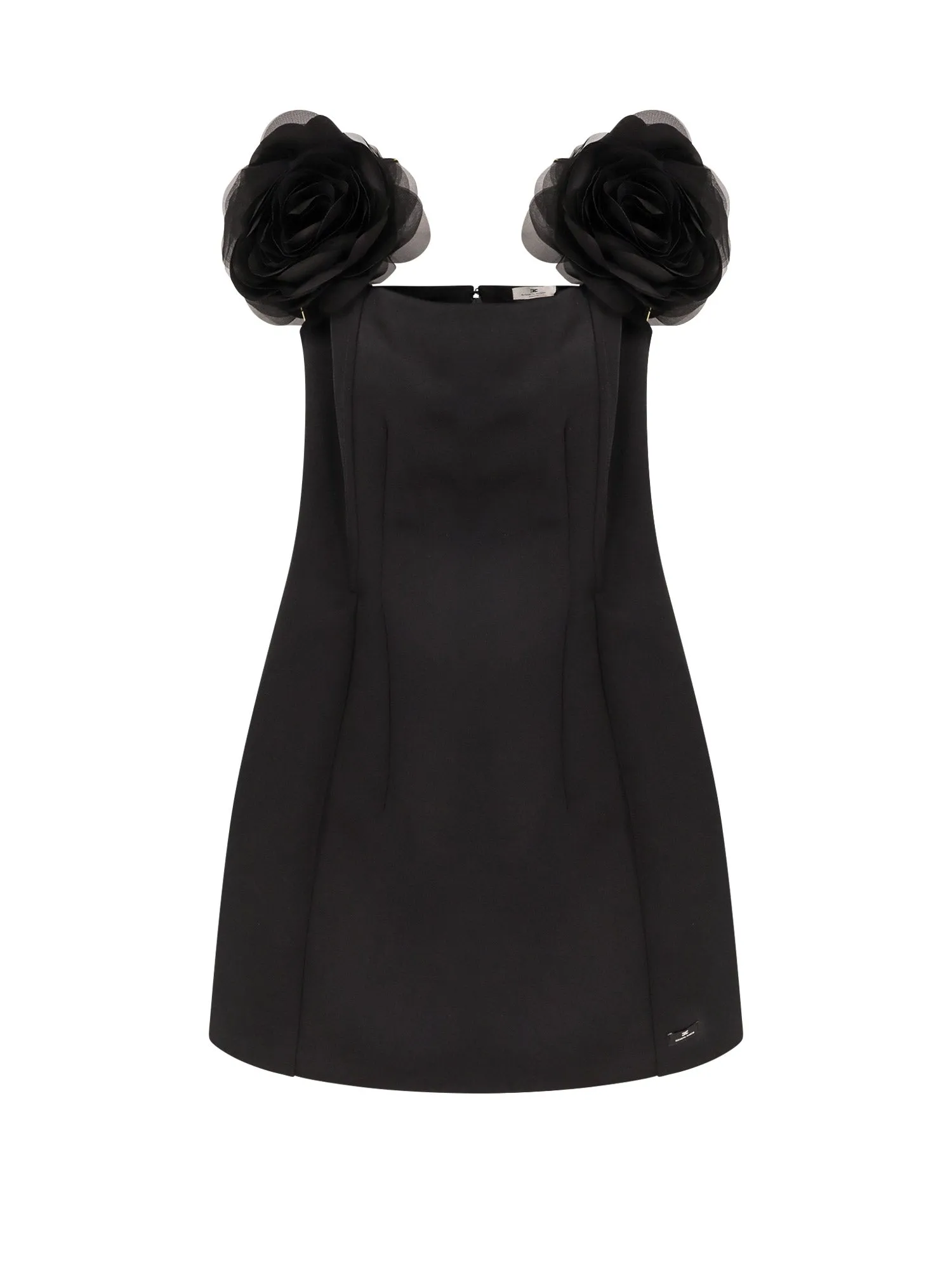 Embroidery Mini Dress With Voile Flowers Detail