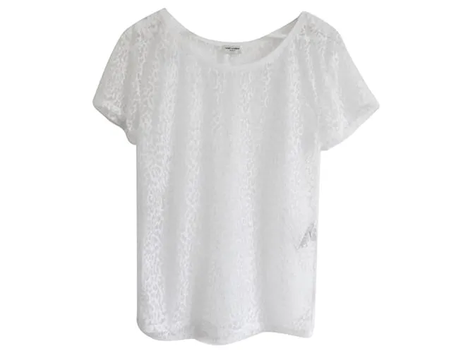 T-shirt burnout leopardata di Saint Laurent Bianco