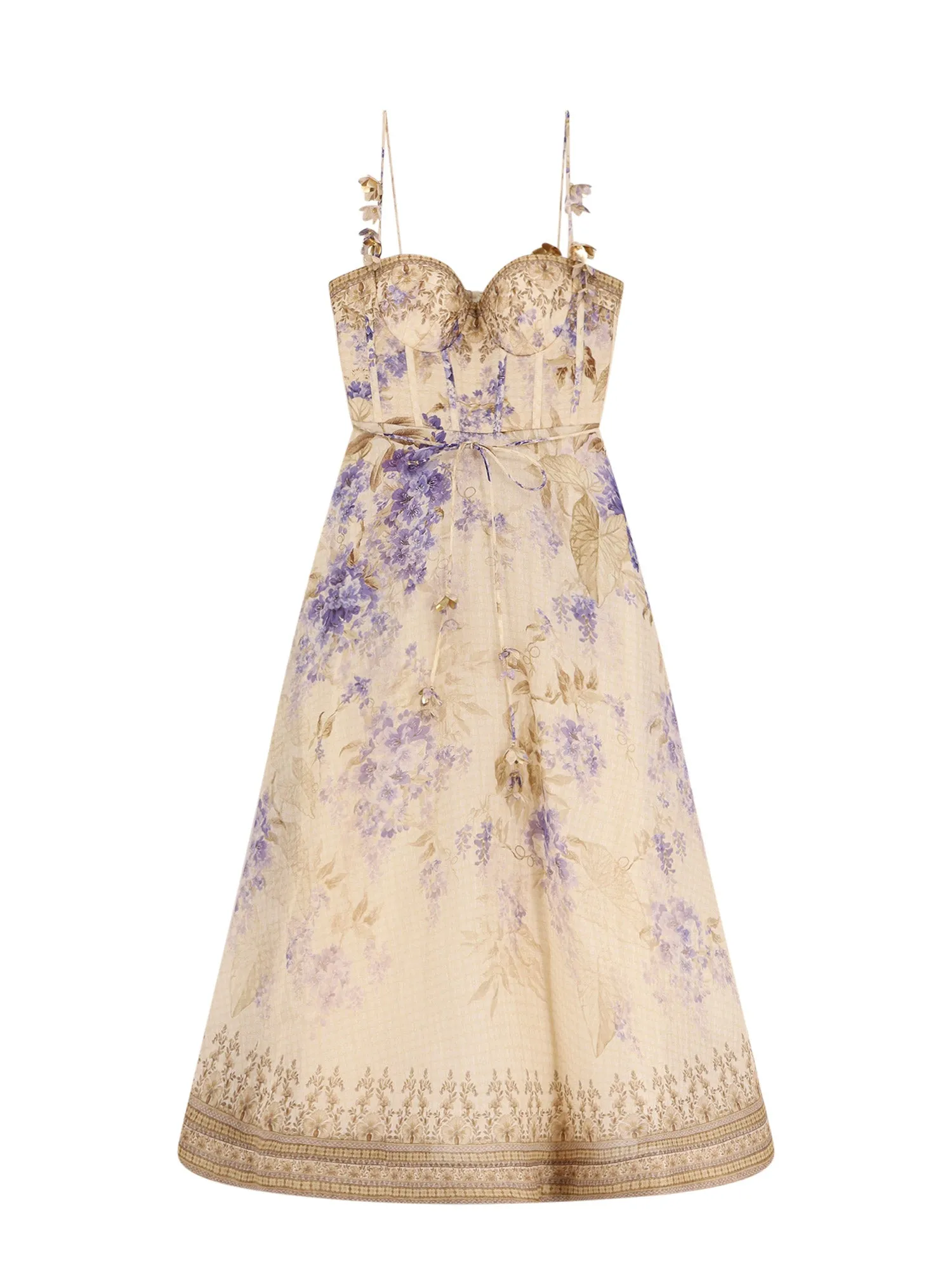 Dawning Linen And Silk Dress With Multicolor Print