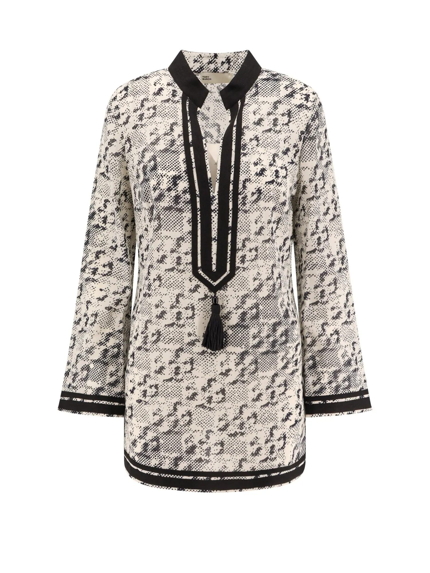 Silk And Cotton Tunic With Pixelated Logo Print