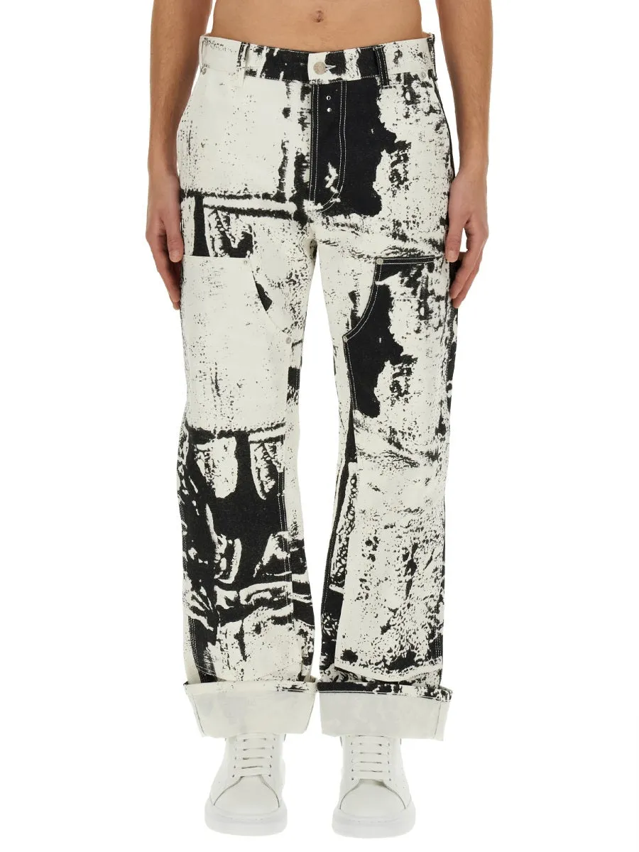 Workwear Jeans With Fold Print