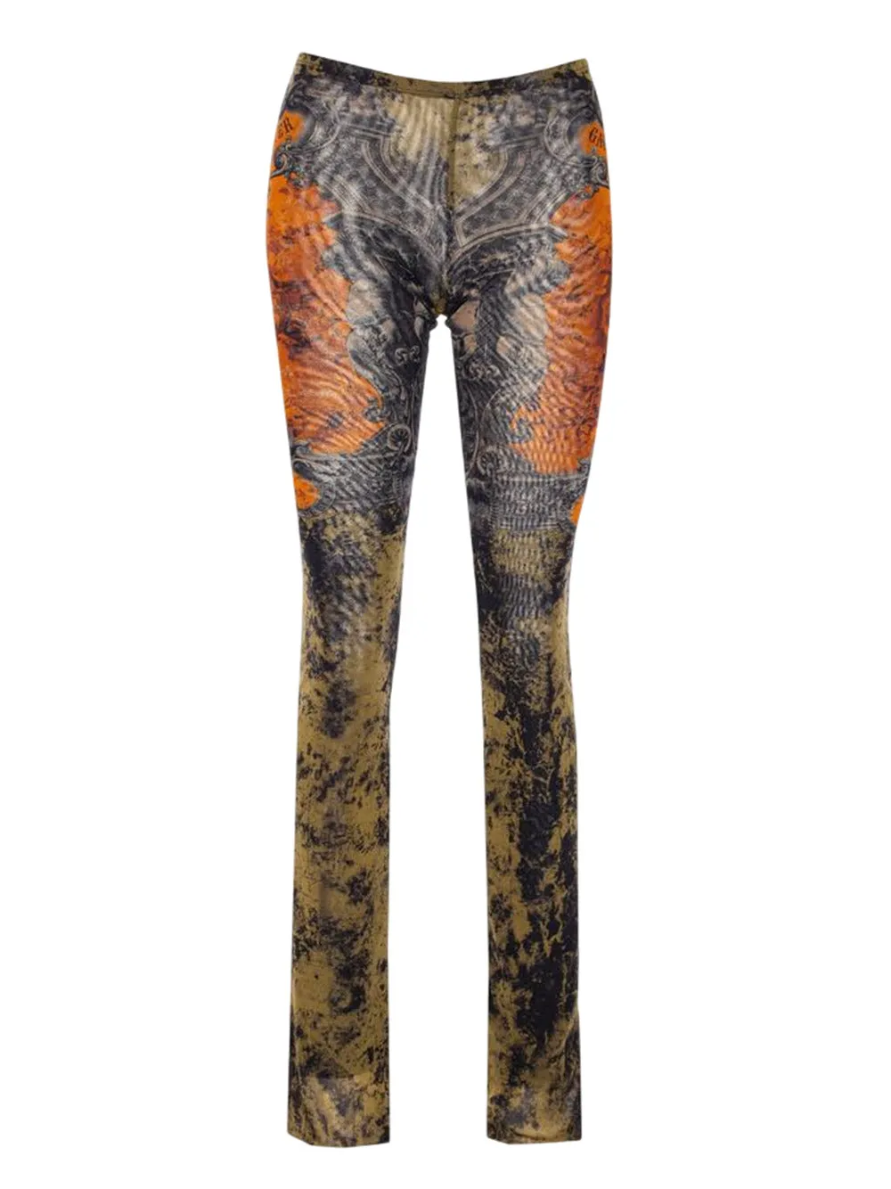 Pantaloni Elasticizzati Con Stampa Grafica E Svasati Dritti