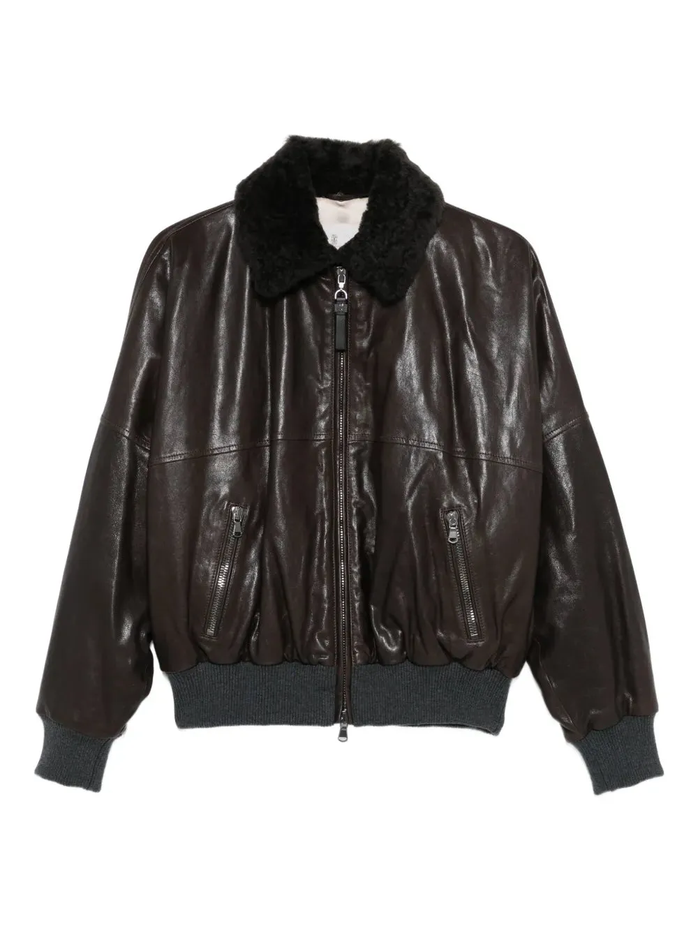 Giacca In Pelle Con Collo In Shearling