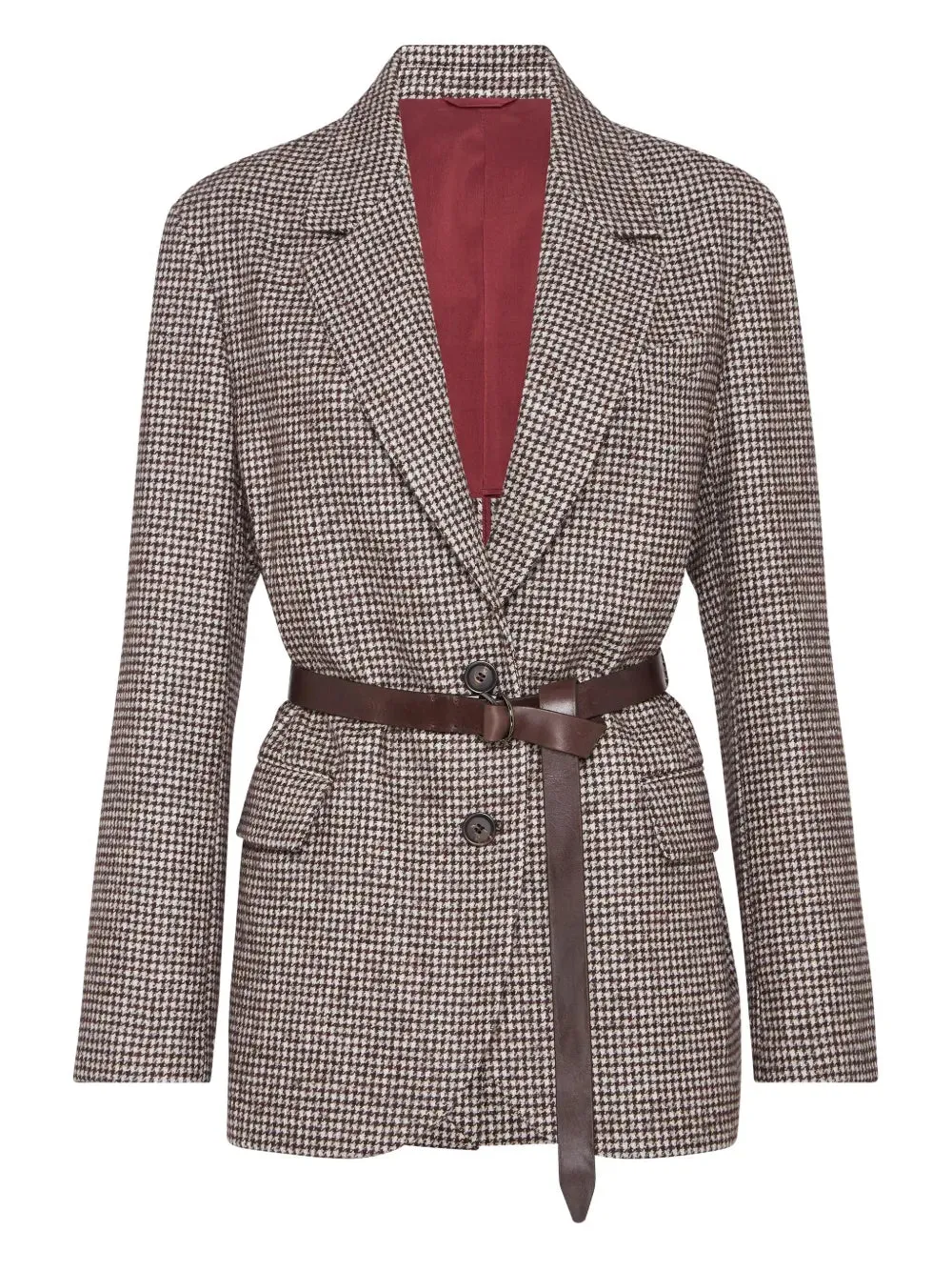 Blazer Con Cintura E Motivo Pied-De-Poule
