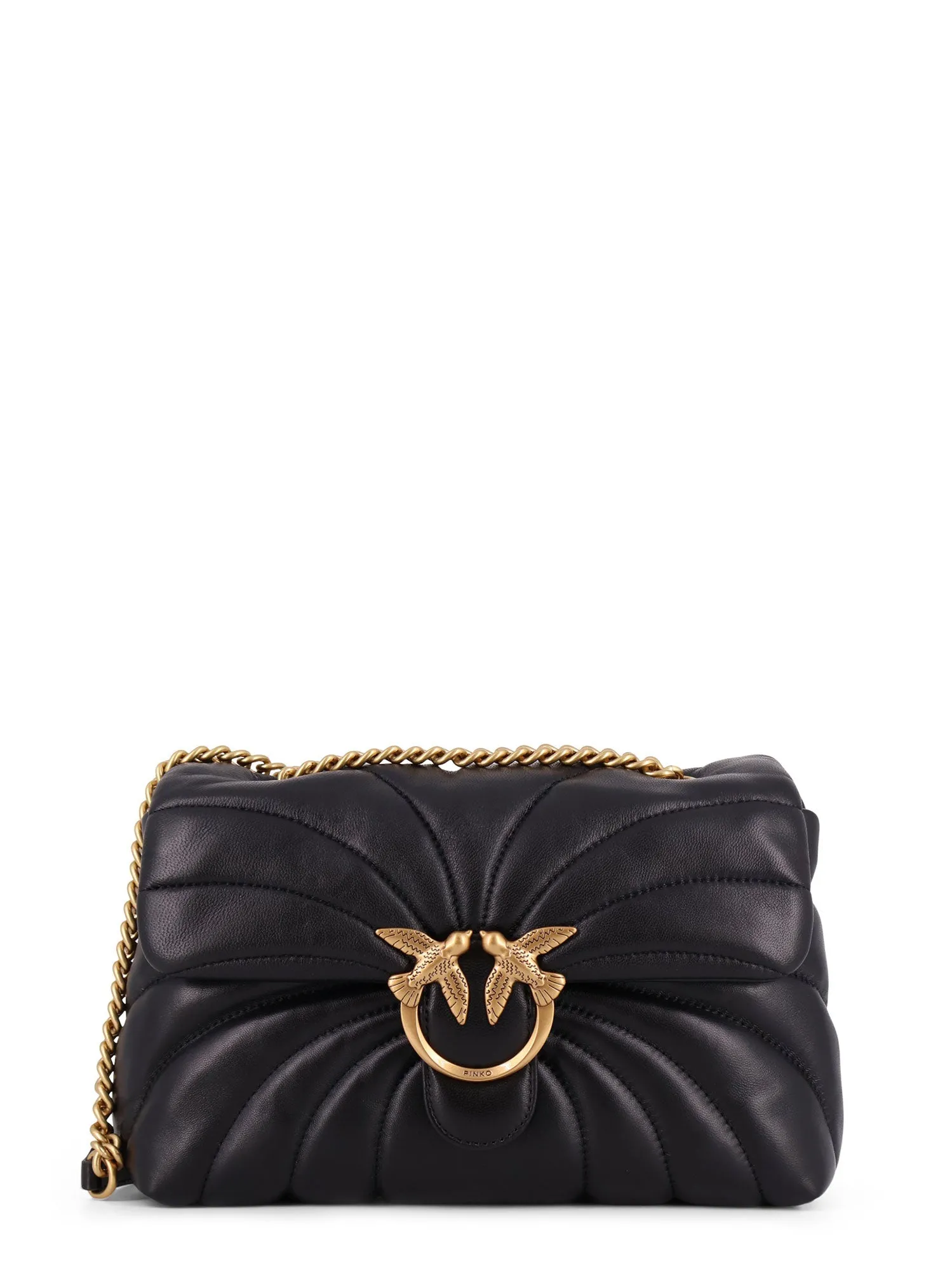 Matelassé Leather Shoulder Bag With Love Birds Buckle