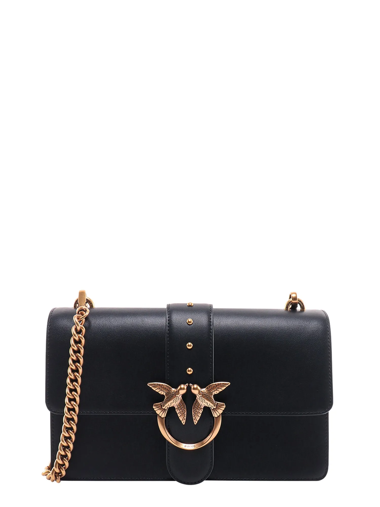 Leather Shoulder Bag With Love Birds Buckle