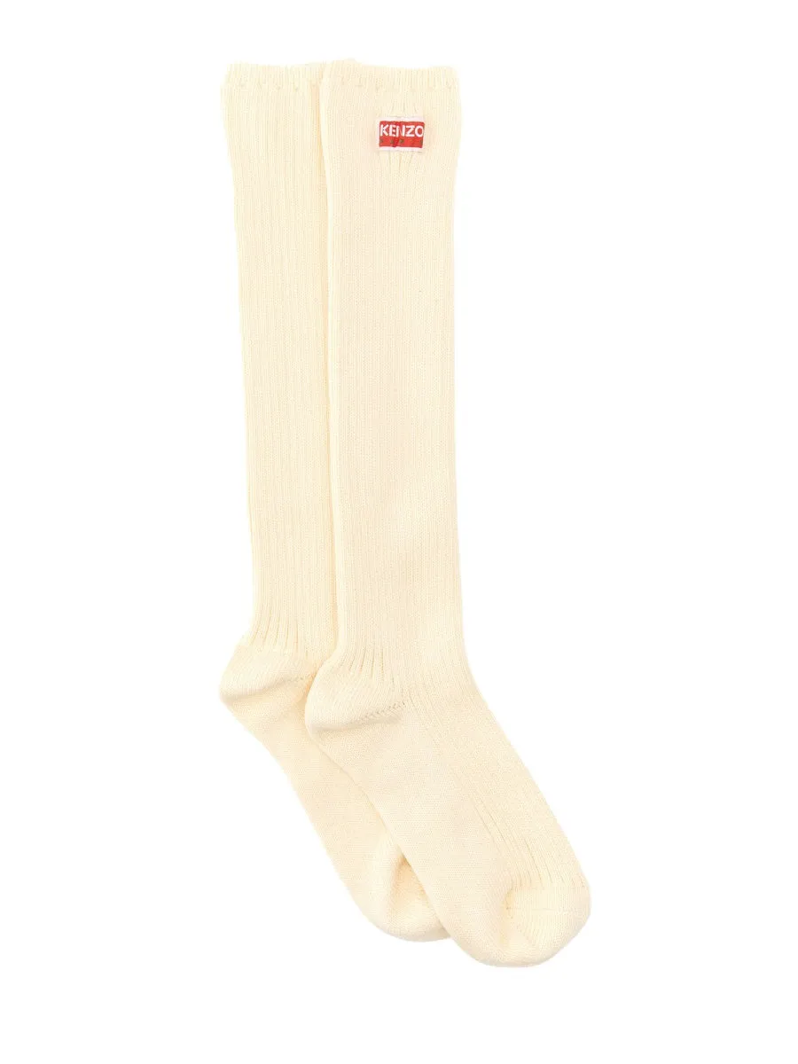 High Socks With Logo Patch