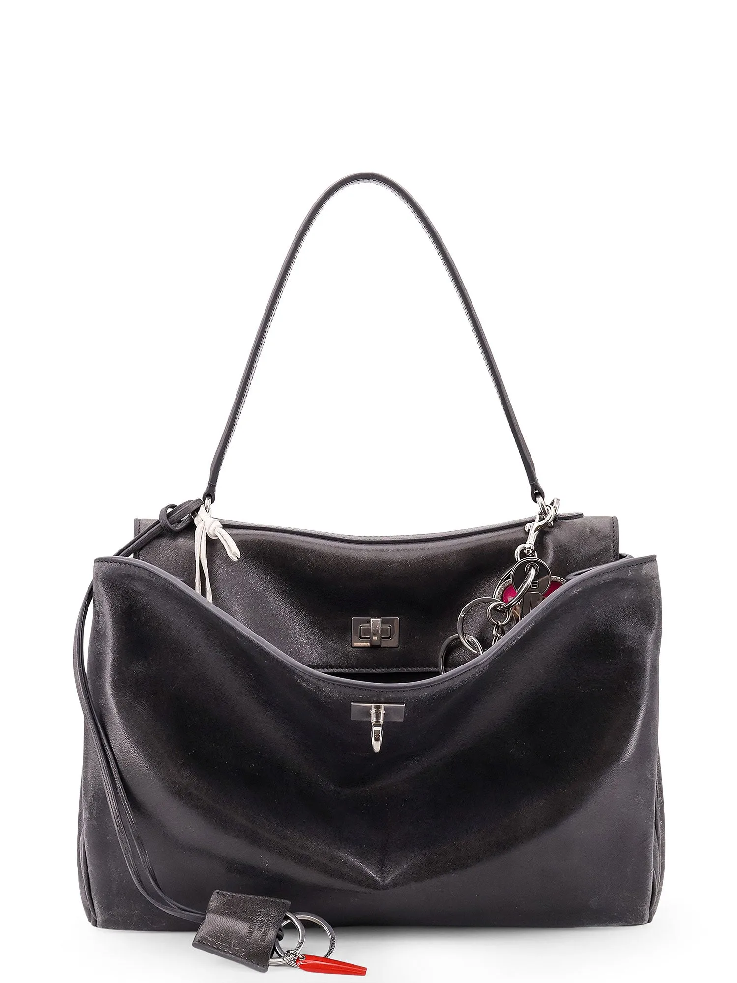 Rodeo Leather Handbag With Key Rings/Charms