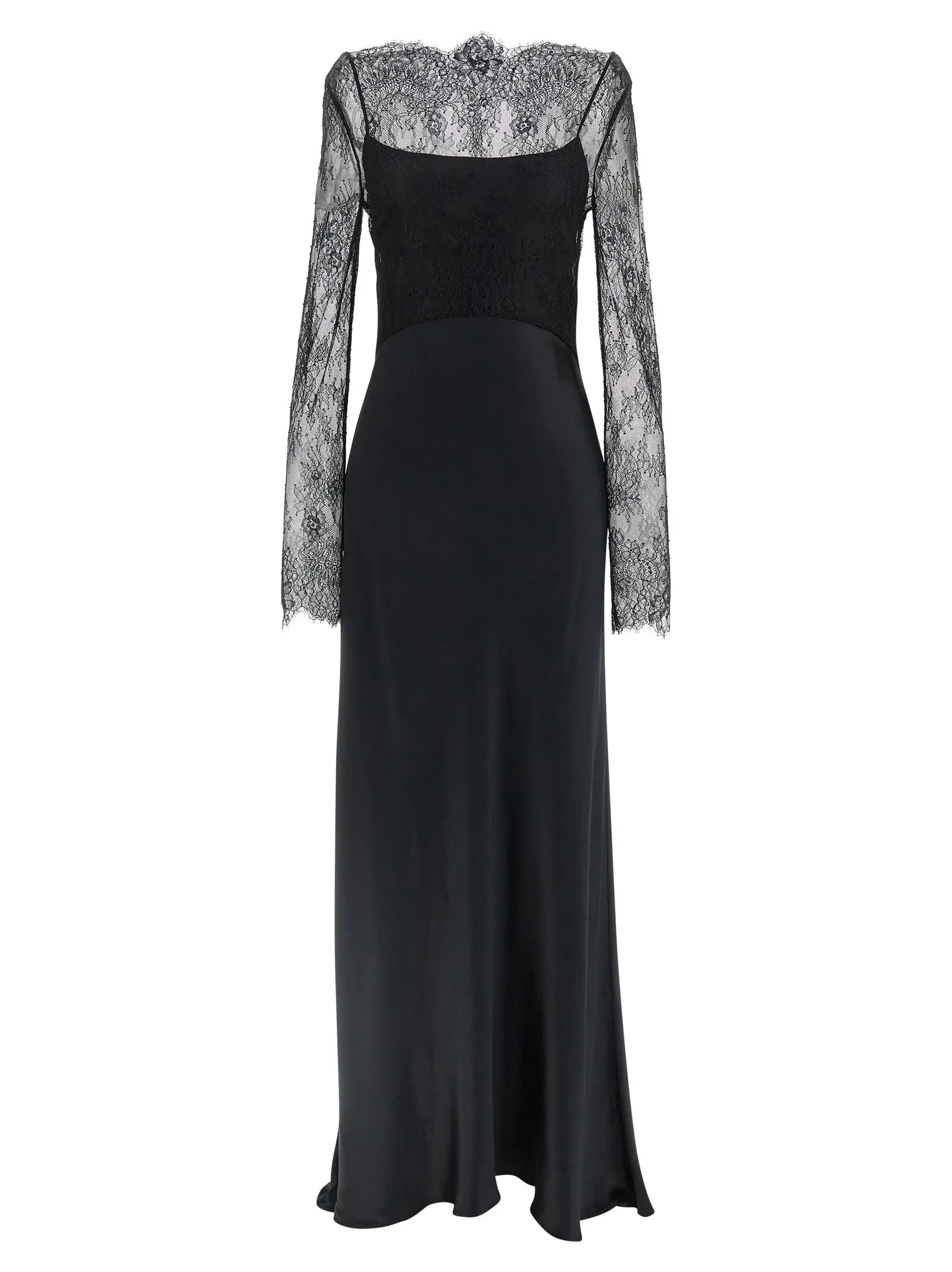 Lace Satin Dress Abiti Nero