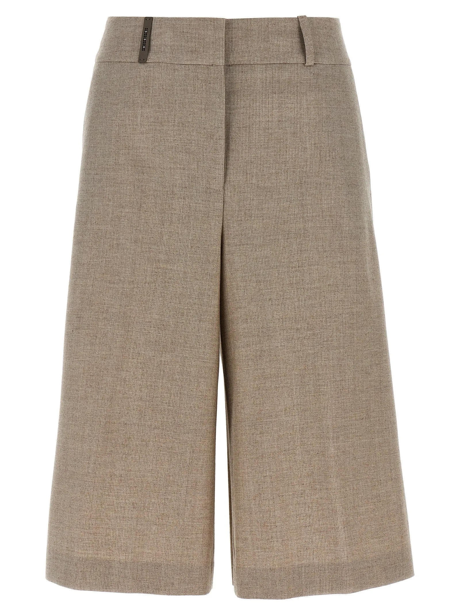 Micro Houndstooth Long Bermuda Shorts Bermuda E Short Beige