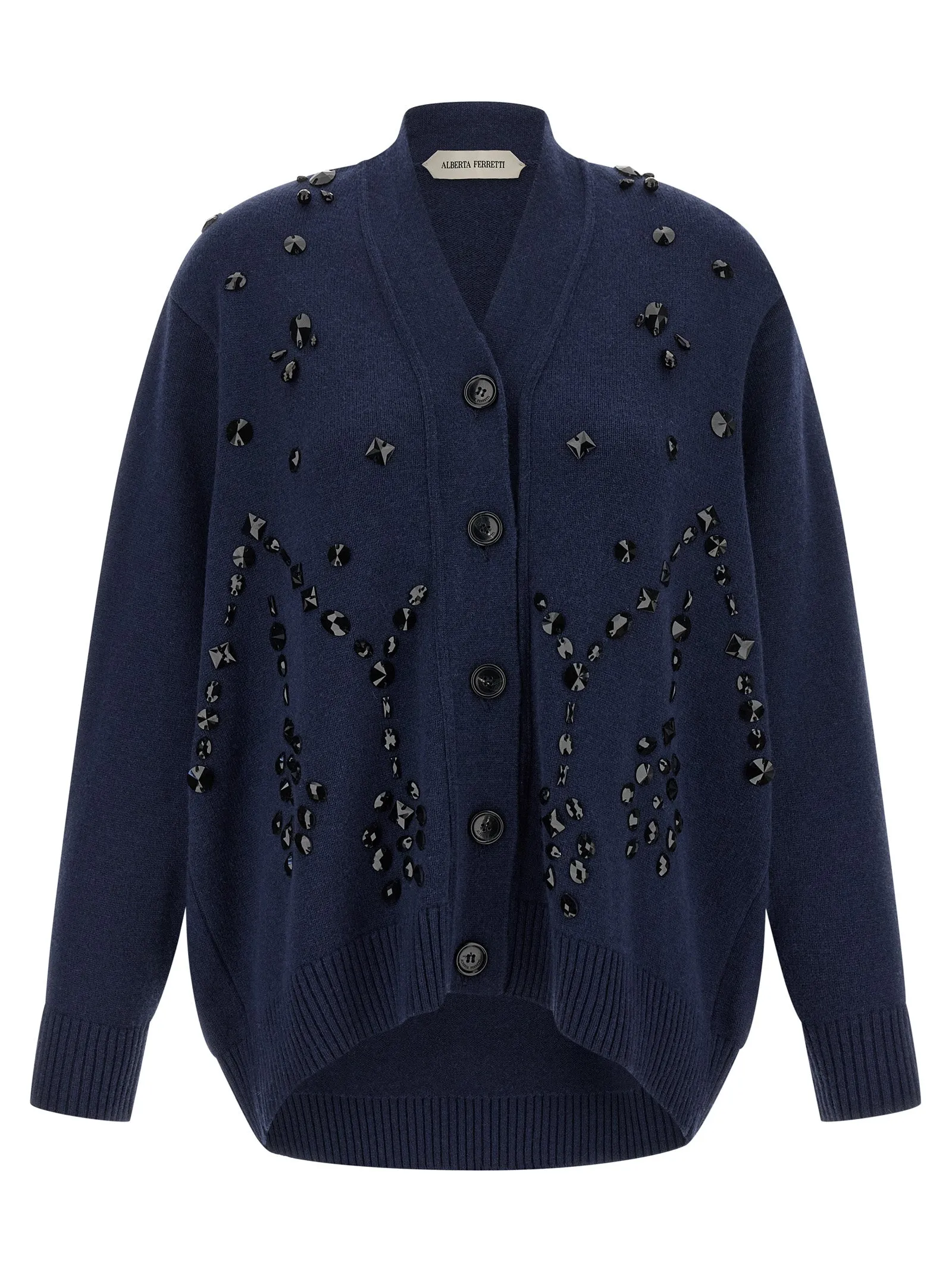 Embroidery Cardigan Maglioni Blu