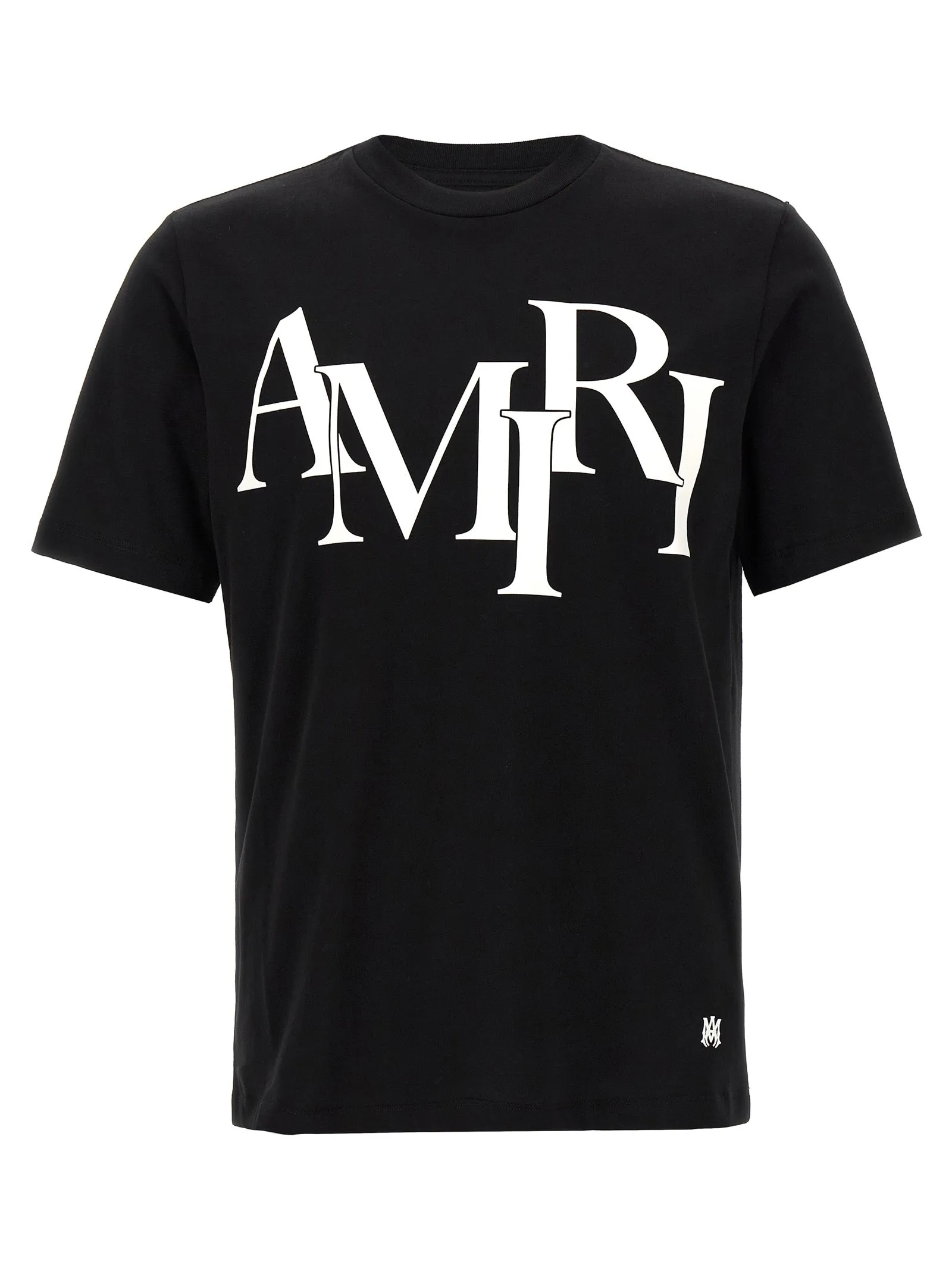 Amiri Staggered Logo T Shirt Bianco/Nero